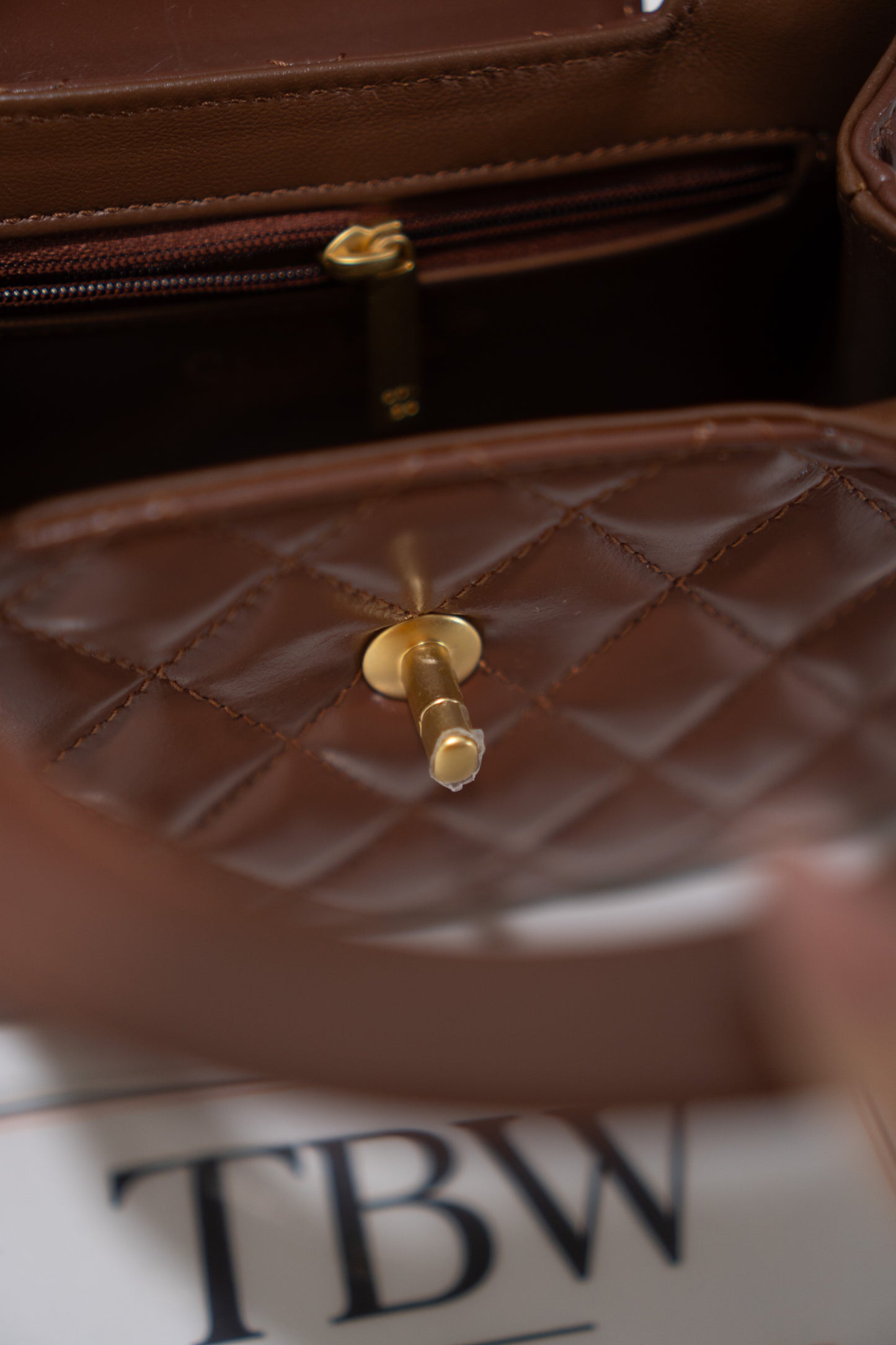 Quilted Mini KL Top Handle Bag – Brown Aged Calfskin Leather with Gold Hardware
