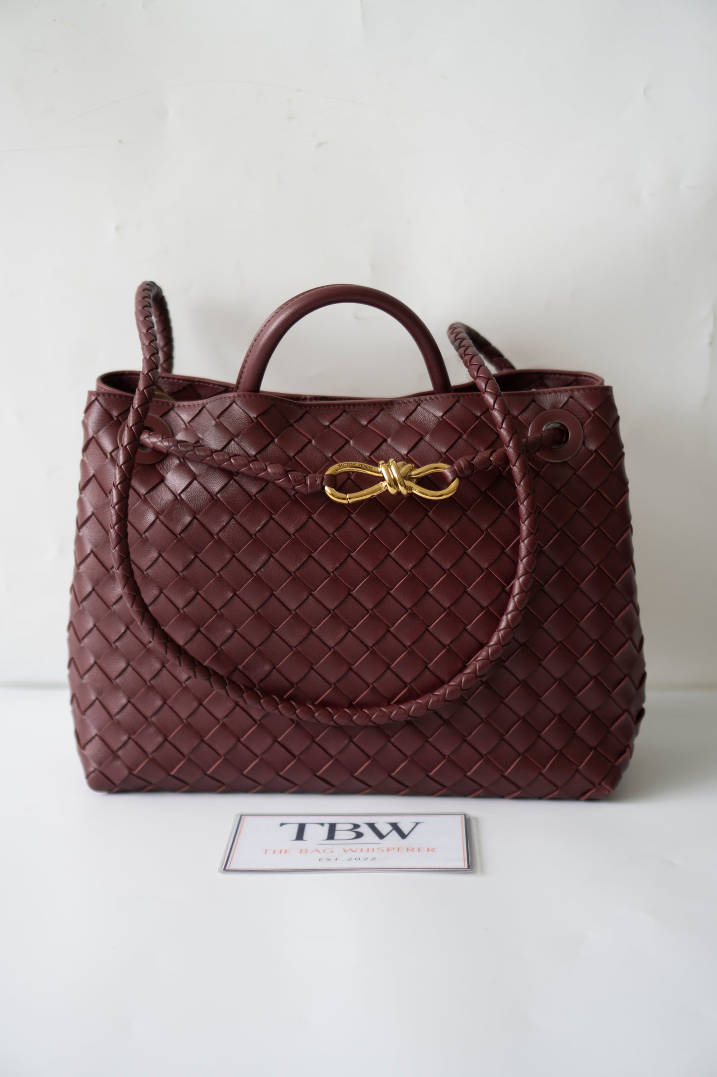 Andiamo Medium – Burgundy Intrecciato Nappa with Gold Hardware
