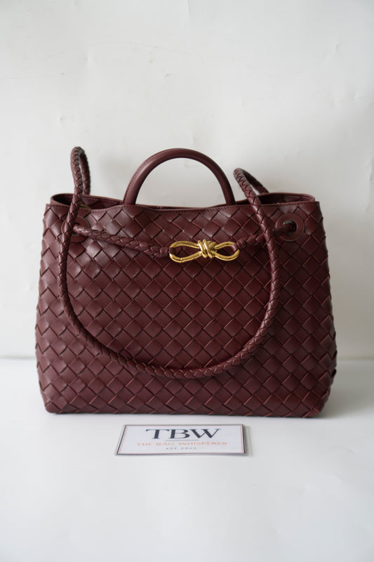 Andiamo Medium – Burgundy Intrecciato Nappa with Gold Hardware