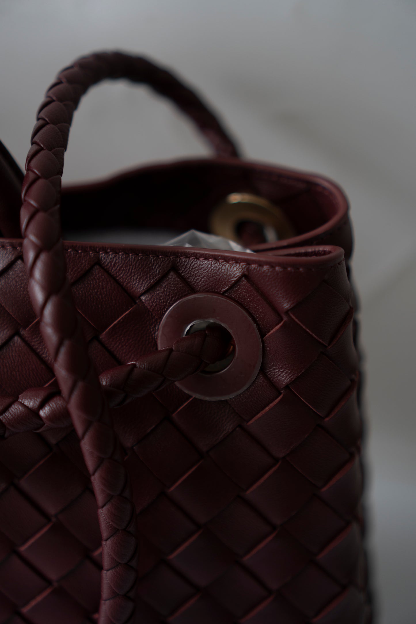 Andiamo Medium – Burgundy Intrecciato Nappa with Gold Hardware