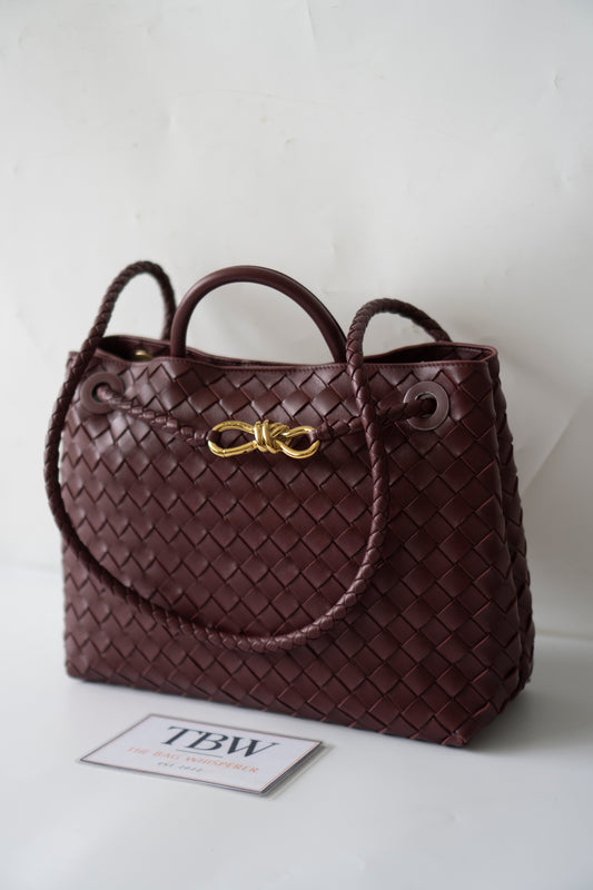 Andiamo Medium – Burgundy Intrecciato Nappa with Gold Hardware