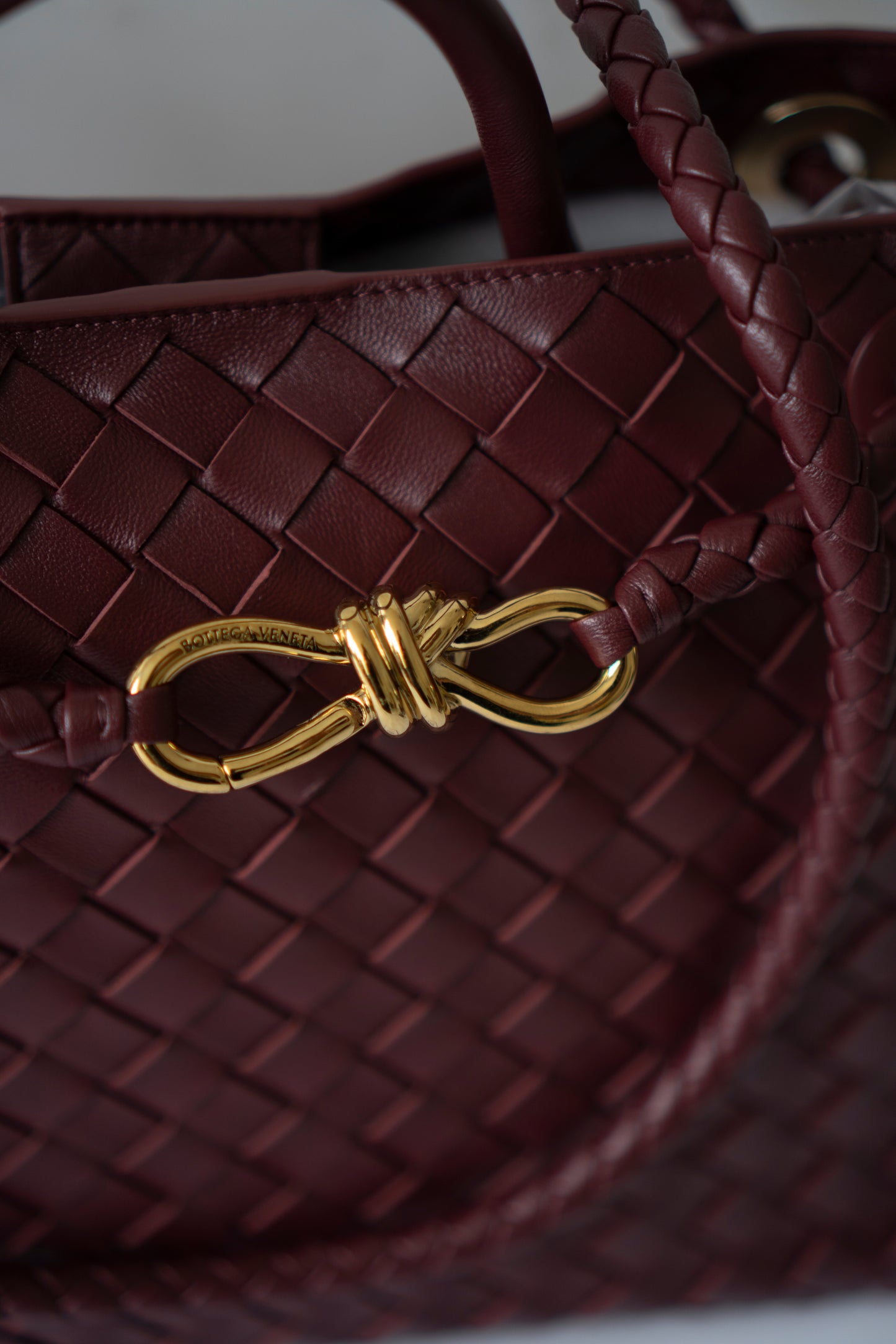 Andiamo Medium – Burgundy Intrecciato Nappa with Gold Hardware