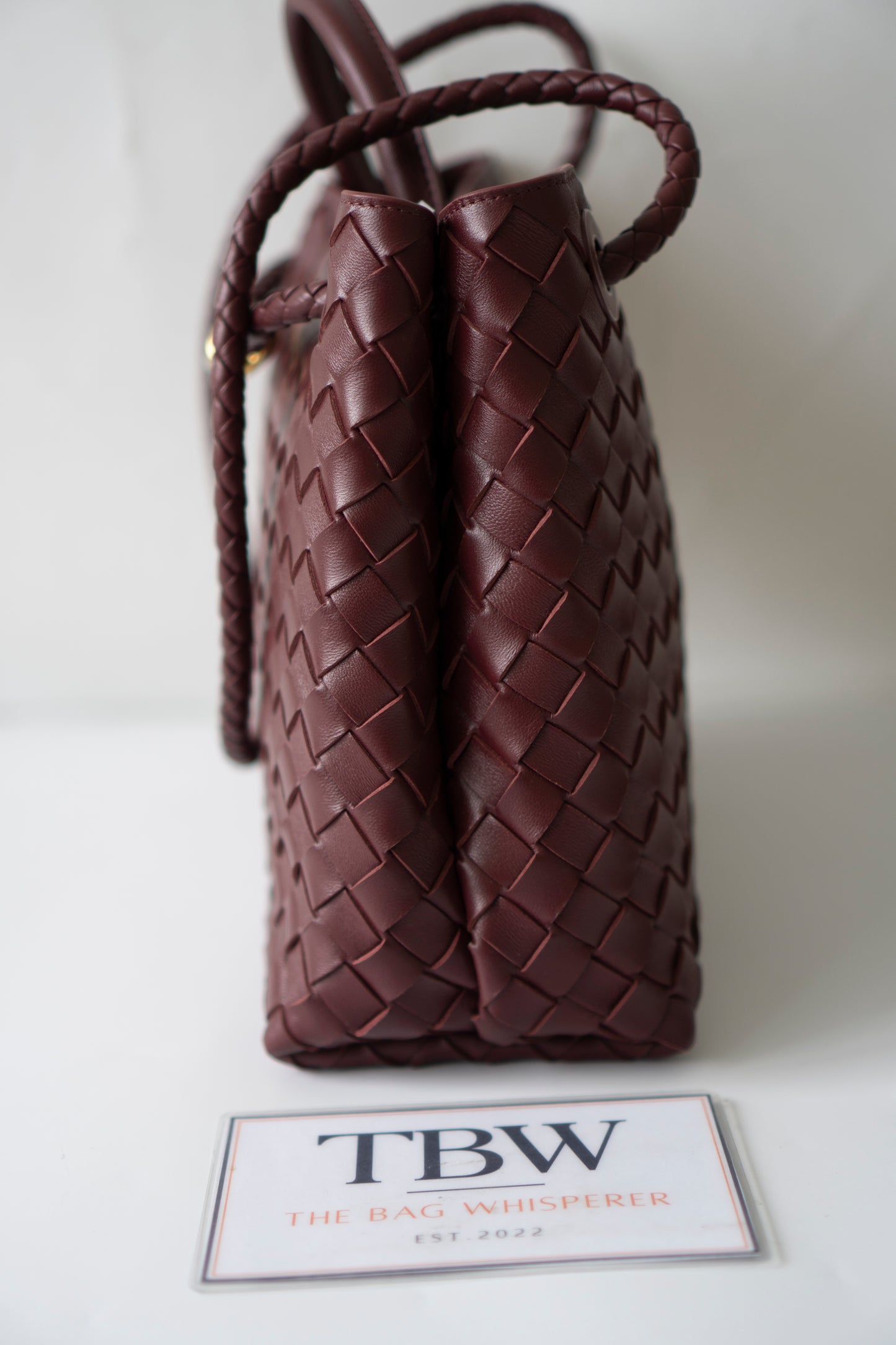 Andiamo Medium – Burgundy Intrecciato Nappa with Gold Hardware
