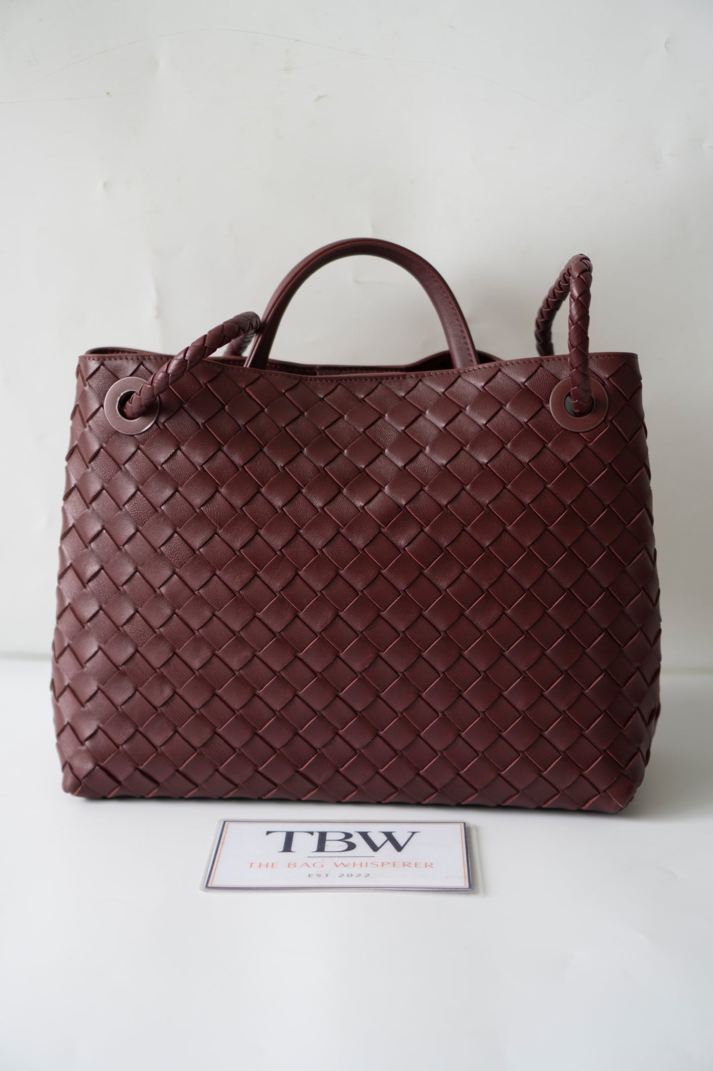 Andiamo Medium – Burgundy Intrecciato Nappa with Gold Hardware