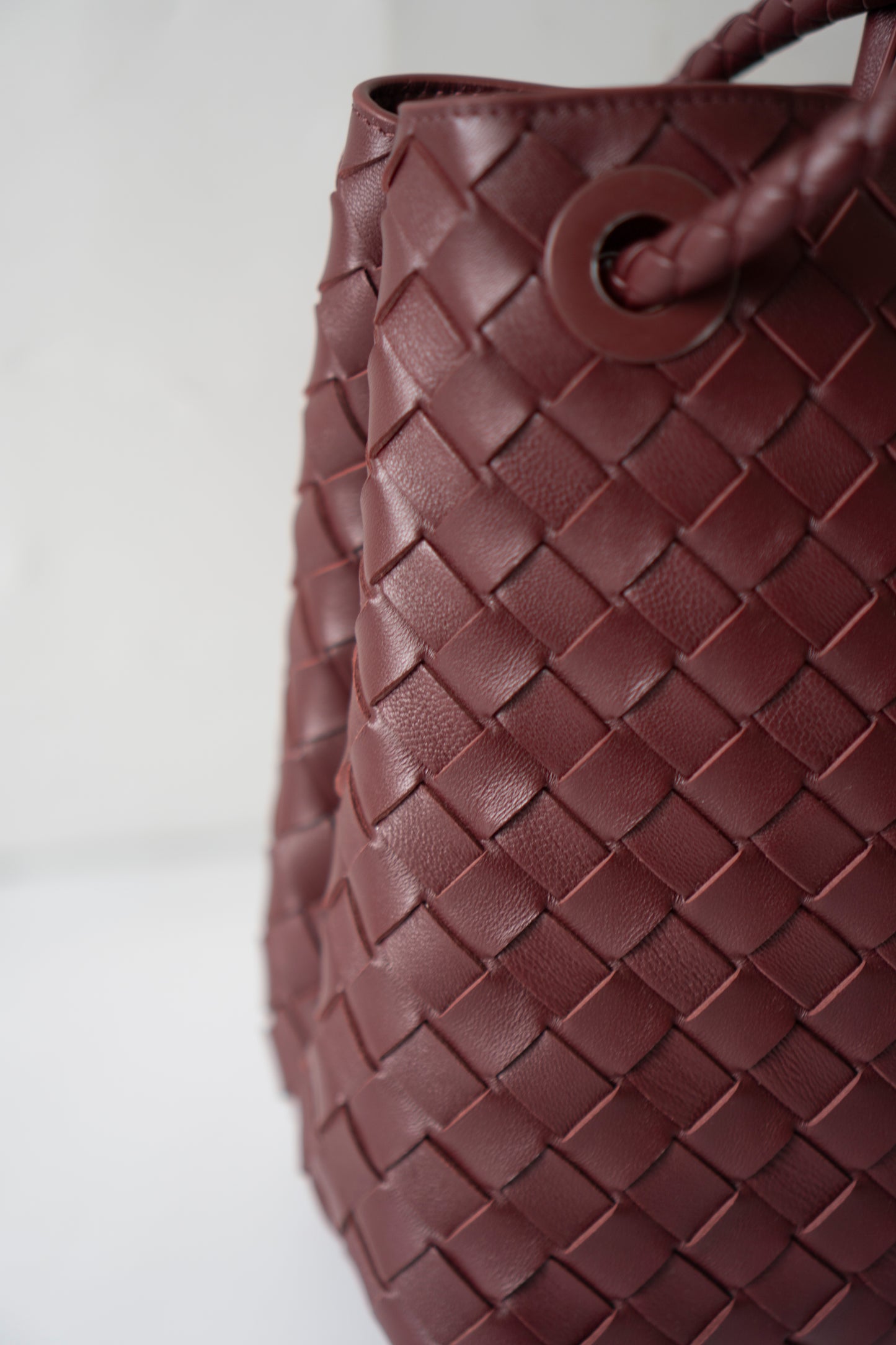 Andiamo Medium – Burgundy Intrecciato Nappa with Gold Hardware