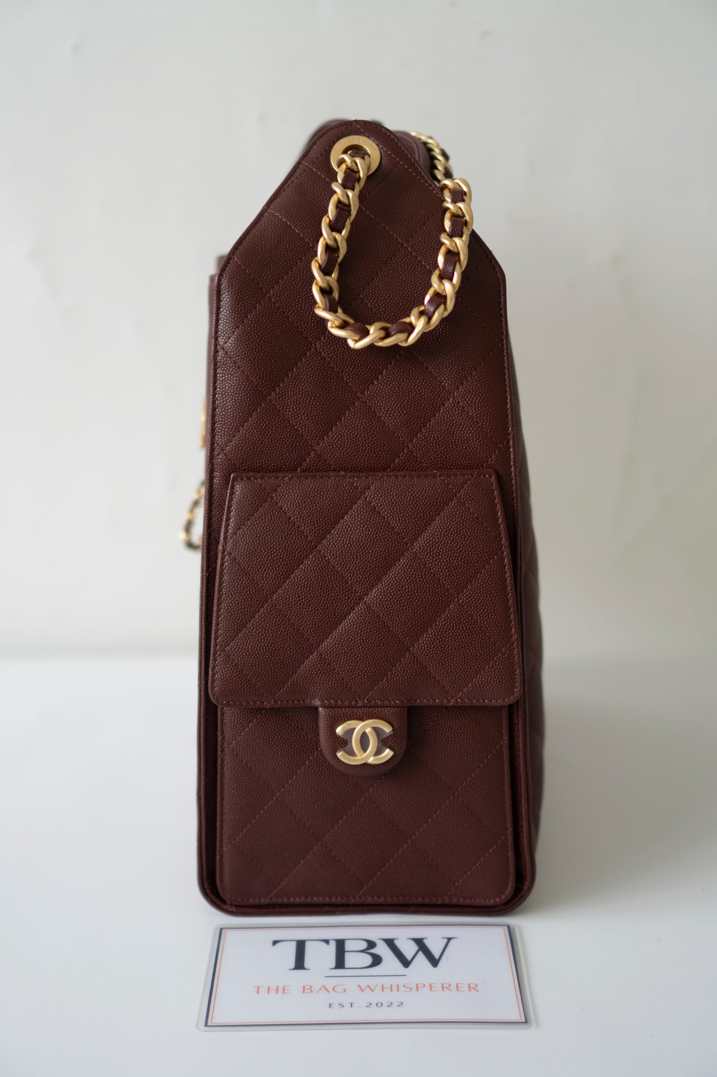 C25 Medium – Burgundy Caviar with Gold Hardware