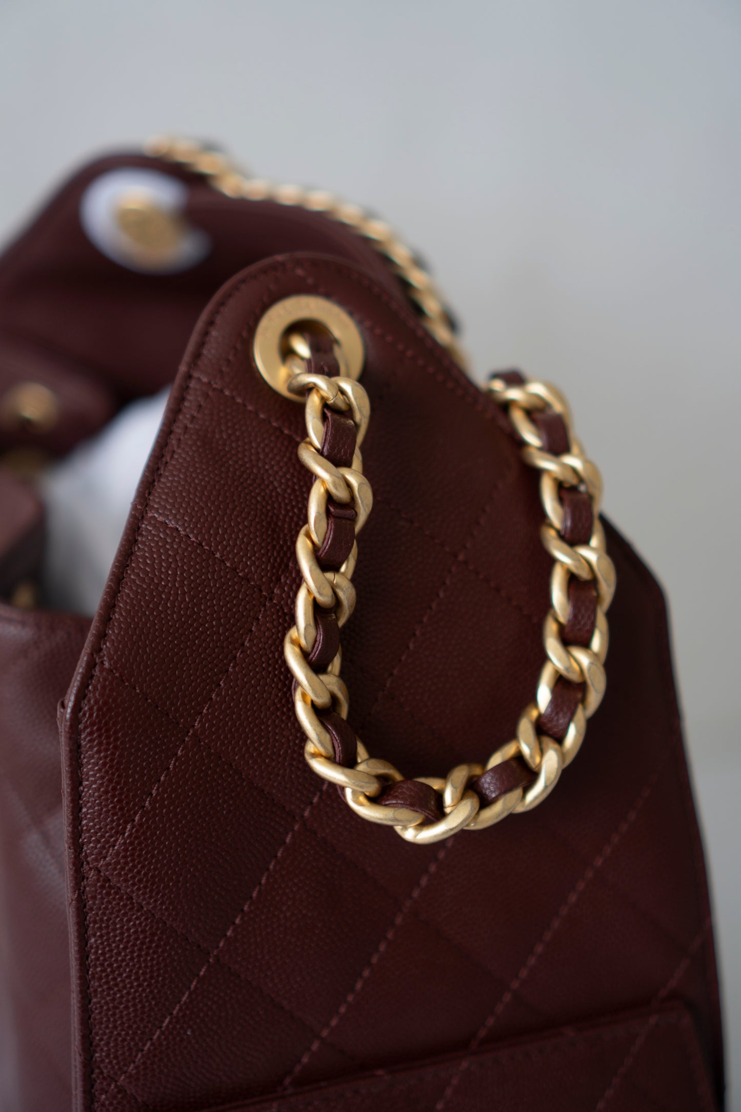 C25 Medium – Burgundy Caviar with Gold Hardware