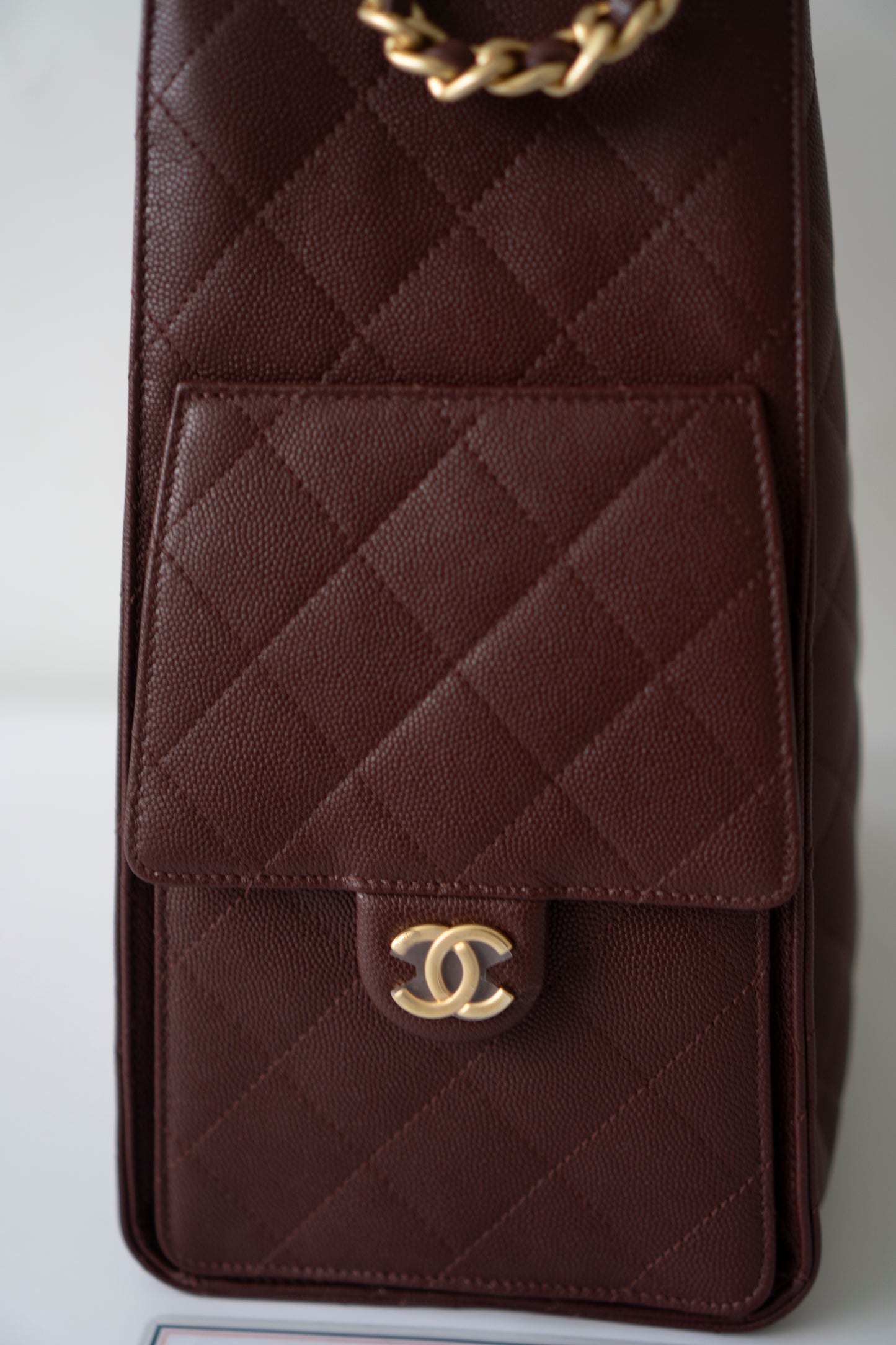 C25 Medium – Burgundy Caviar with Gold Hardware