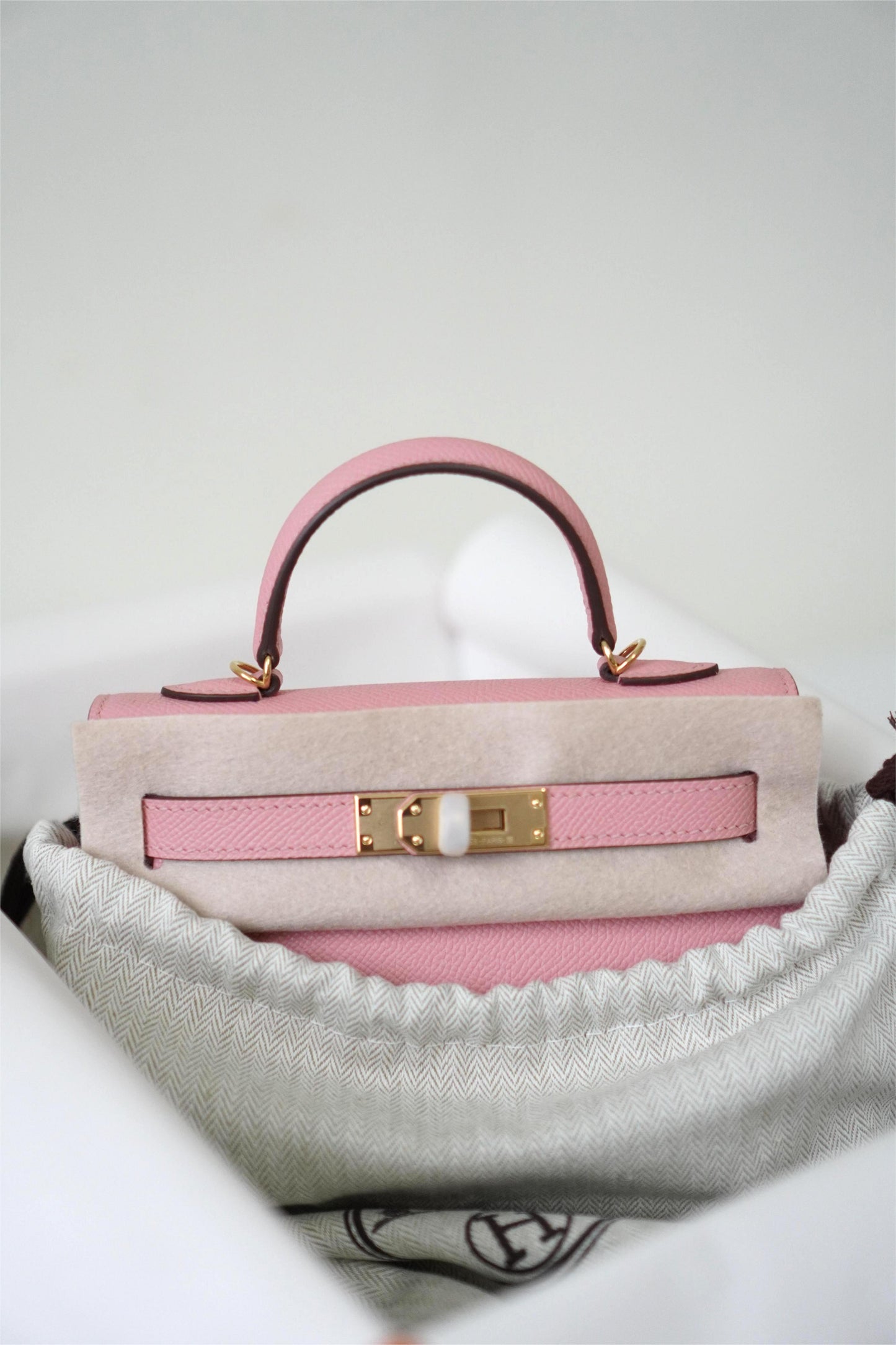Mini KL Rose Sakura Epsom Leather Gold Hardware