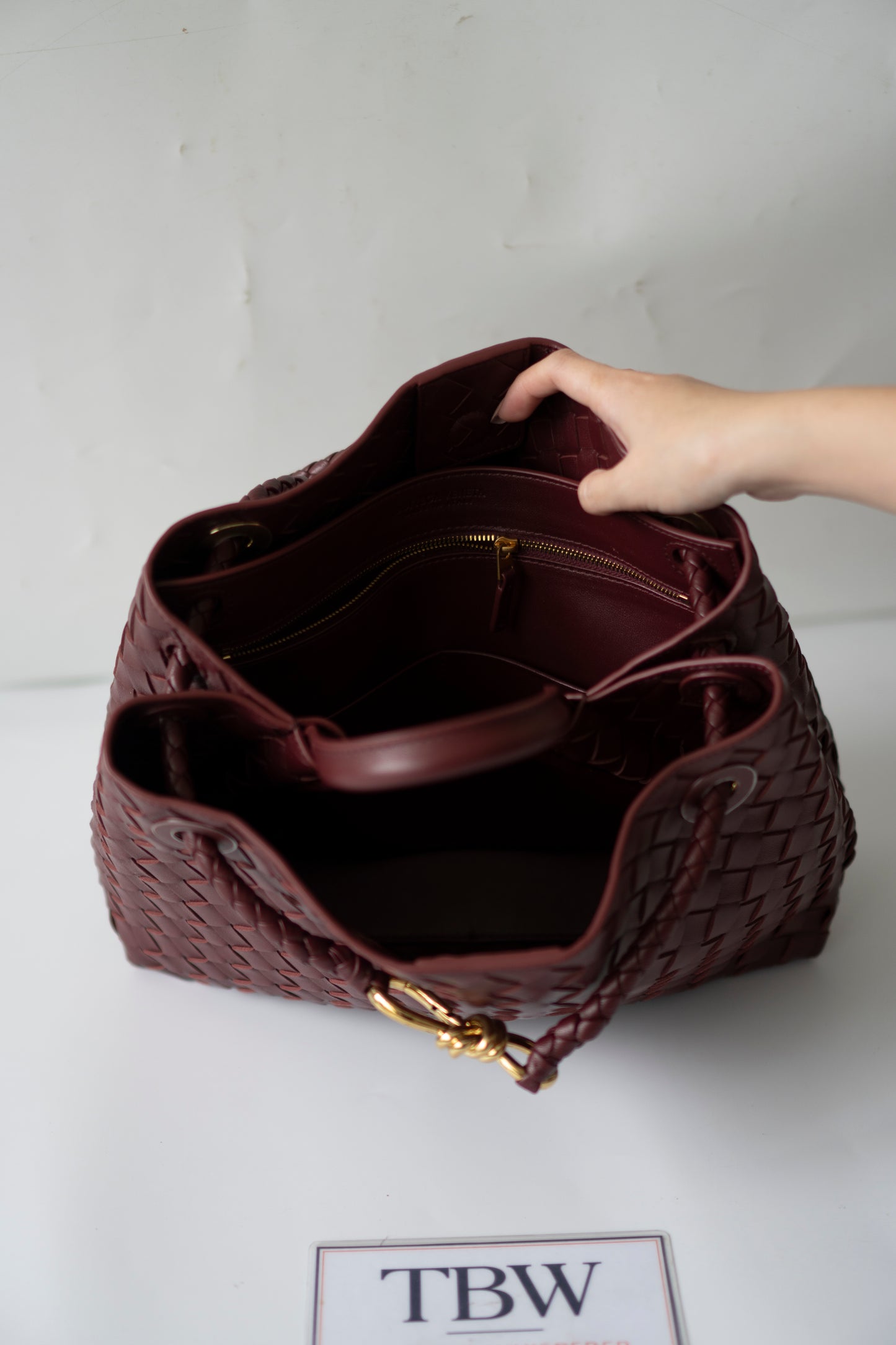 Andiamo Medium – Burgundy Intrecciato Nappa with Gold Hardware