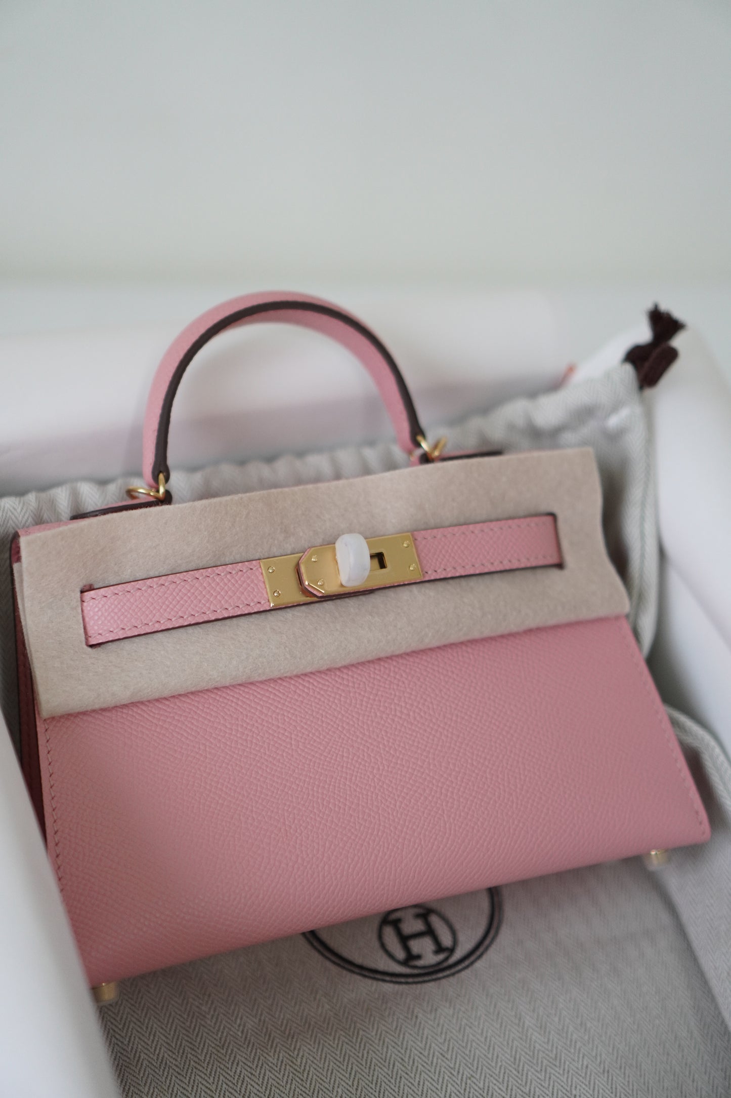 Mini KL Rose Sakura Epsom Leather Gold Hardware