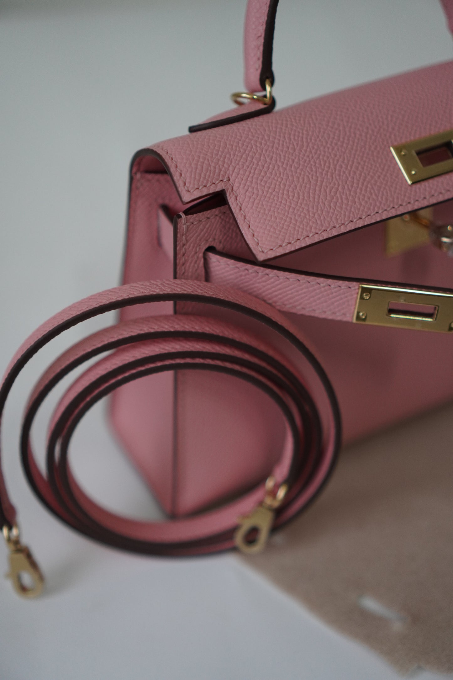 Mini KL Rose Sakura Epsom Leather Gold Hardware