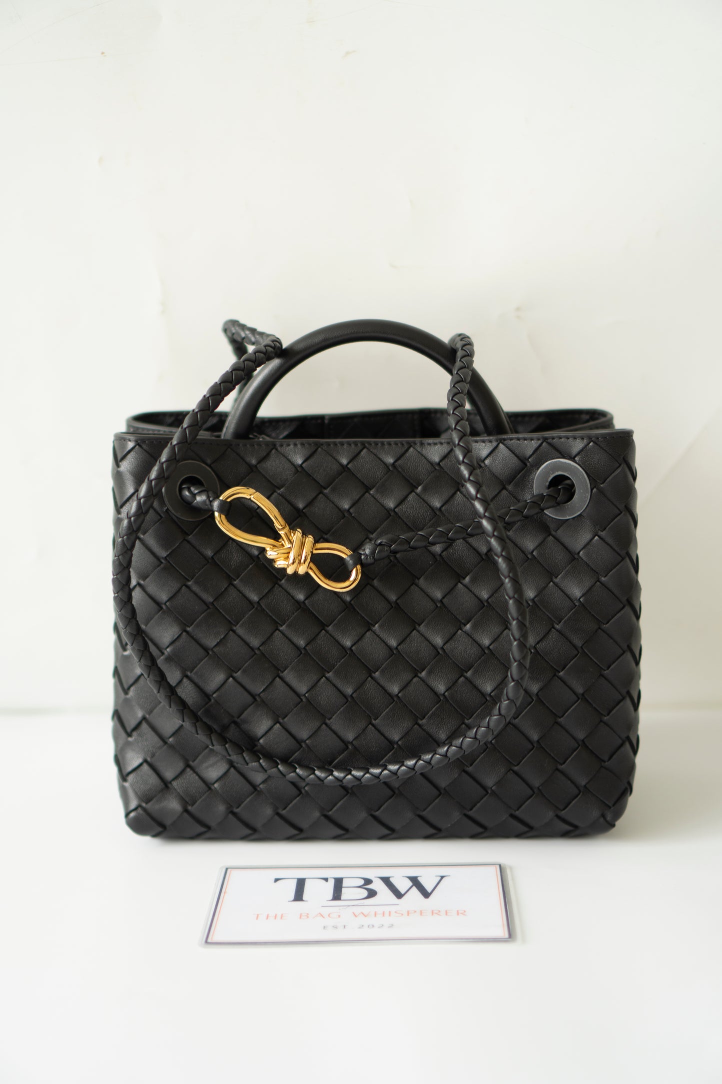 Andiamo Small – Black Intrecciato Nappa with Gold Hardware