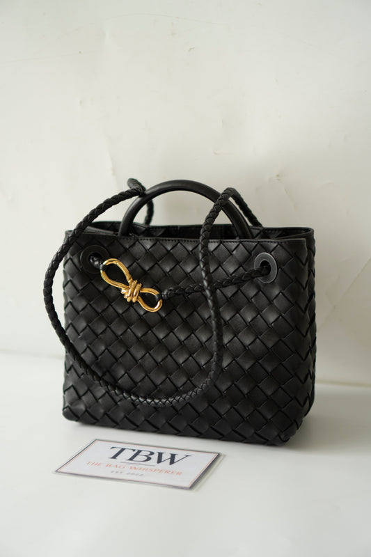 Andiamo Small – Black Intrecciato Nappa with Gold Hardware