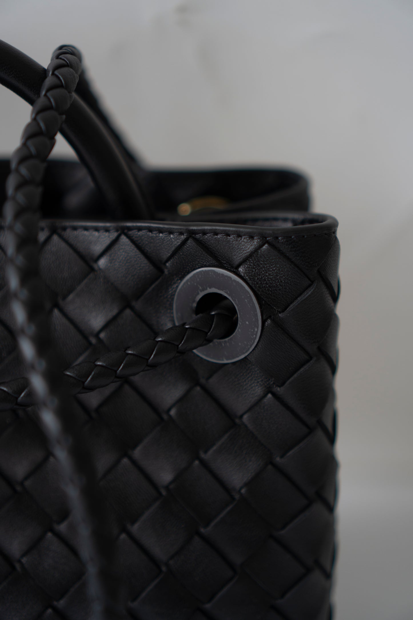Andiamo Small – Black Intrecciato Nappa with Gold Hardware