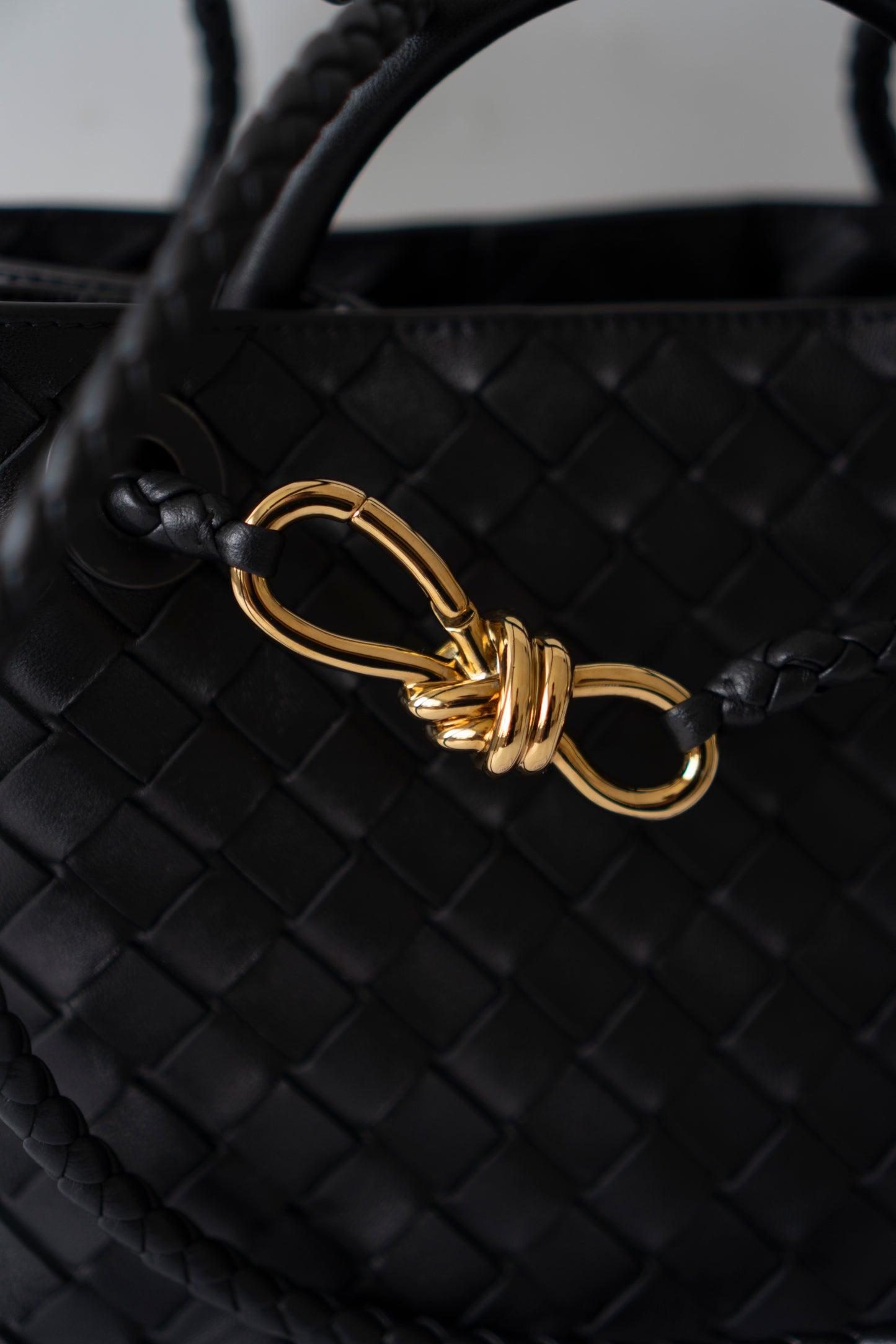 Andiamo Small – Black Intrecciato Nappa with Gold Hardware