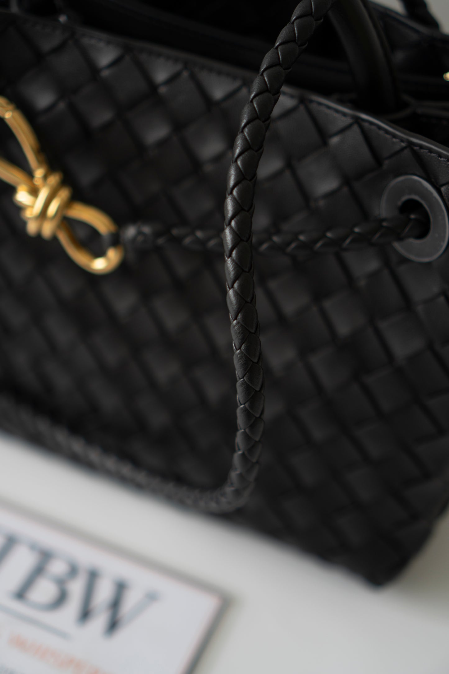 Andiamo Small – Black Intrecciato Nappa with Gold Hardware