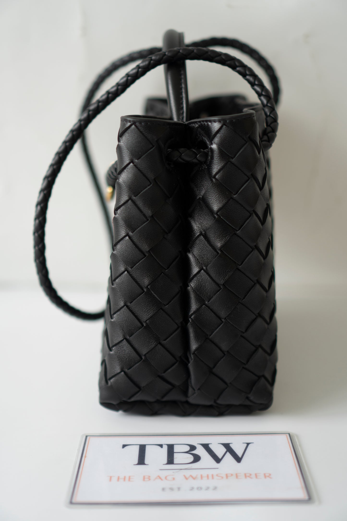 Andiamo Small – Black Intrecciato Nappa with Gold Hardware