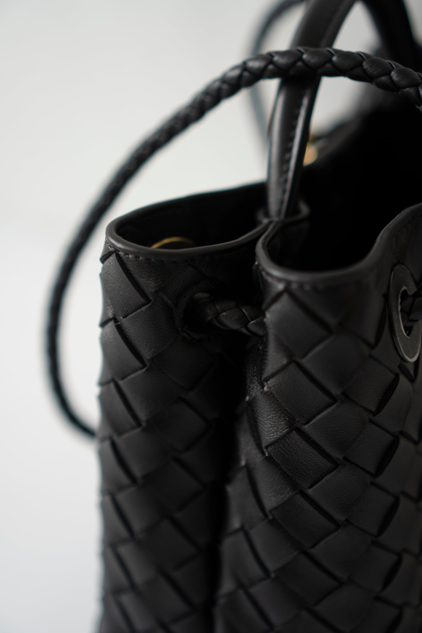 Andiamo Small – Black Intrecciato Nappa with Gold Hardware