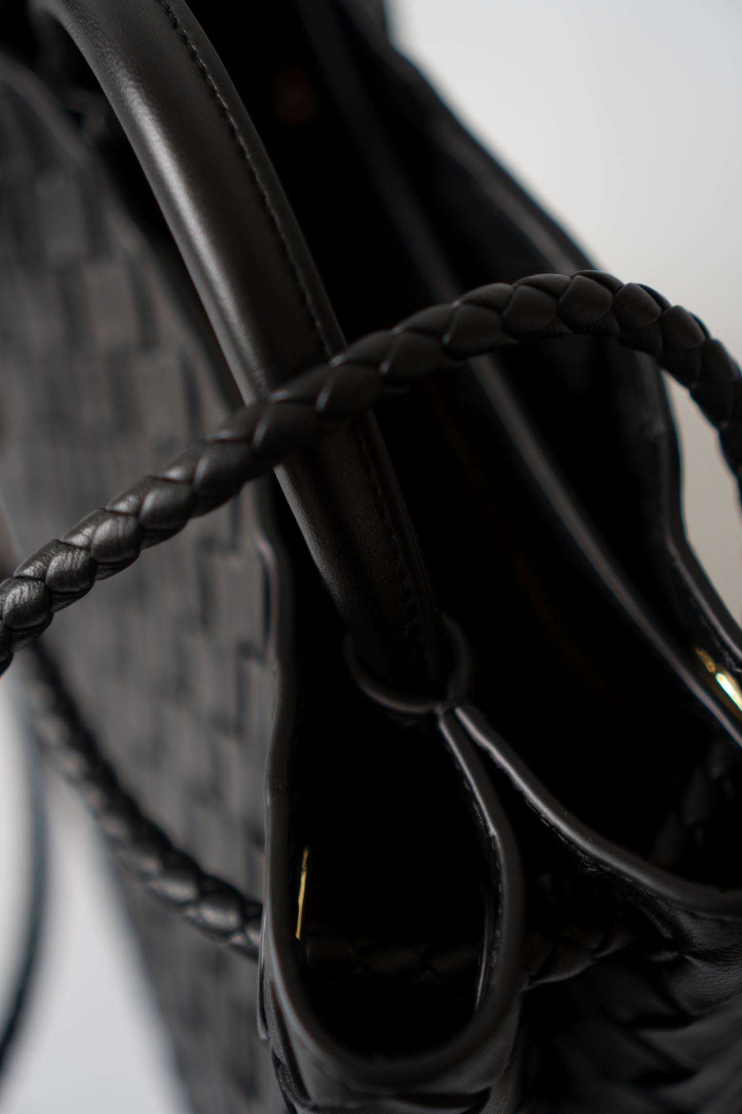 Andiamo Small – Black Intrecciato Nappa with Gold Hardware