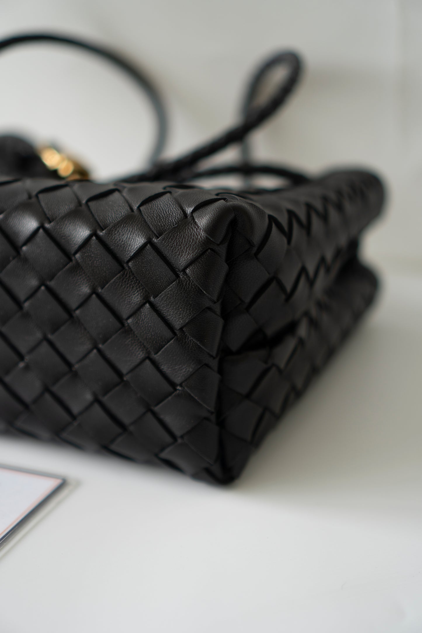 Andiamo Small – Black Intrecciato Nappa with Gold Hardware