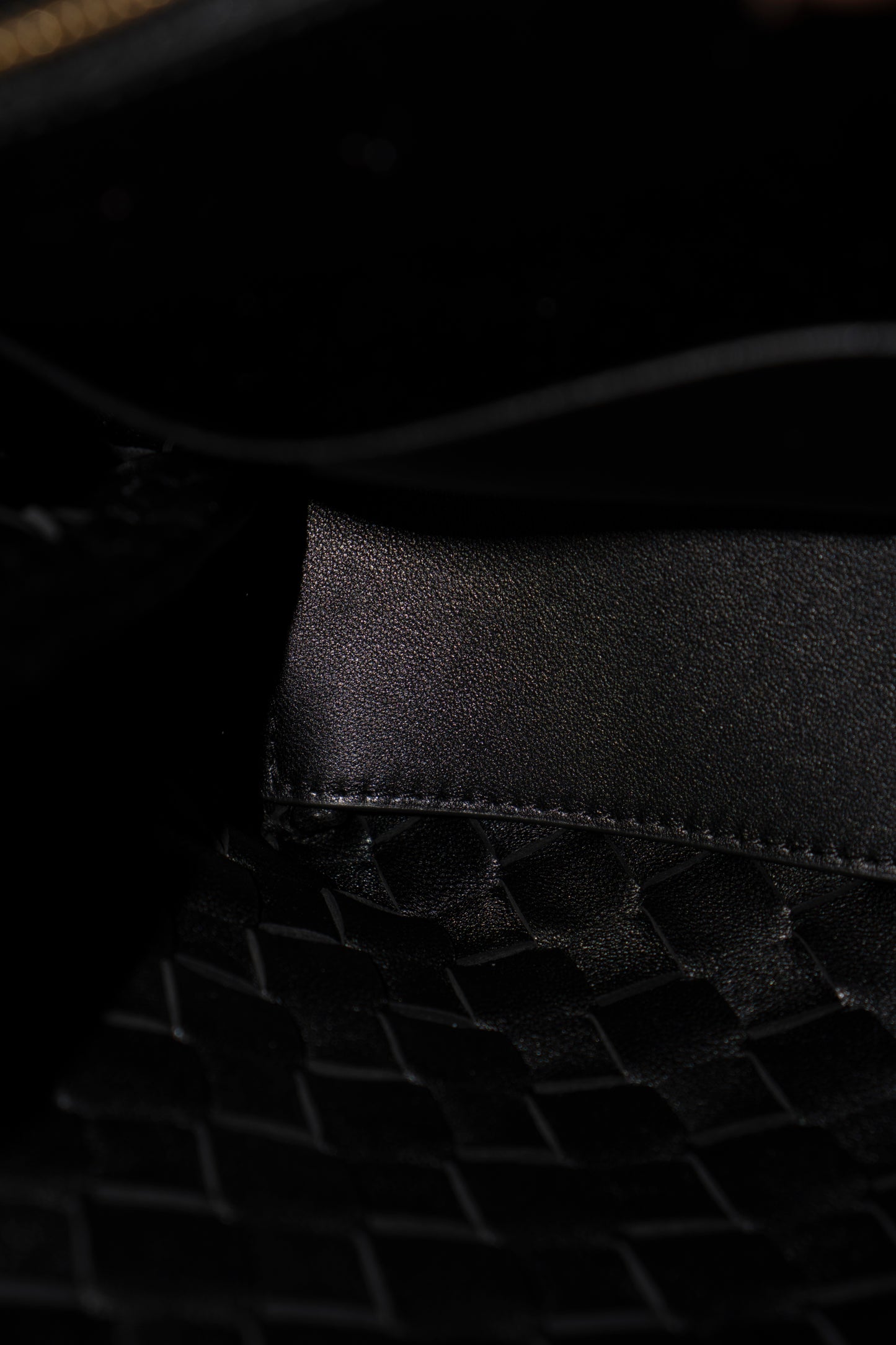 Andiamo Small – Black Intrecciato Nappa with Gold Hardware