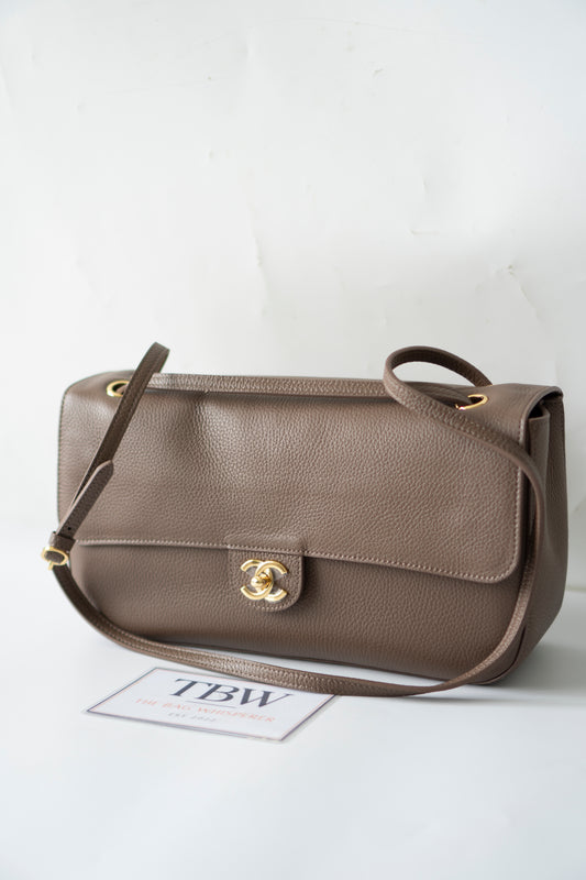Jumbo 26S Souplissimo Flap Bag – Taupe Light Brown Grained Calfskin with Gold Hardware