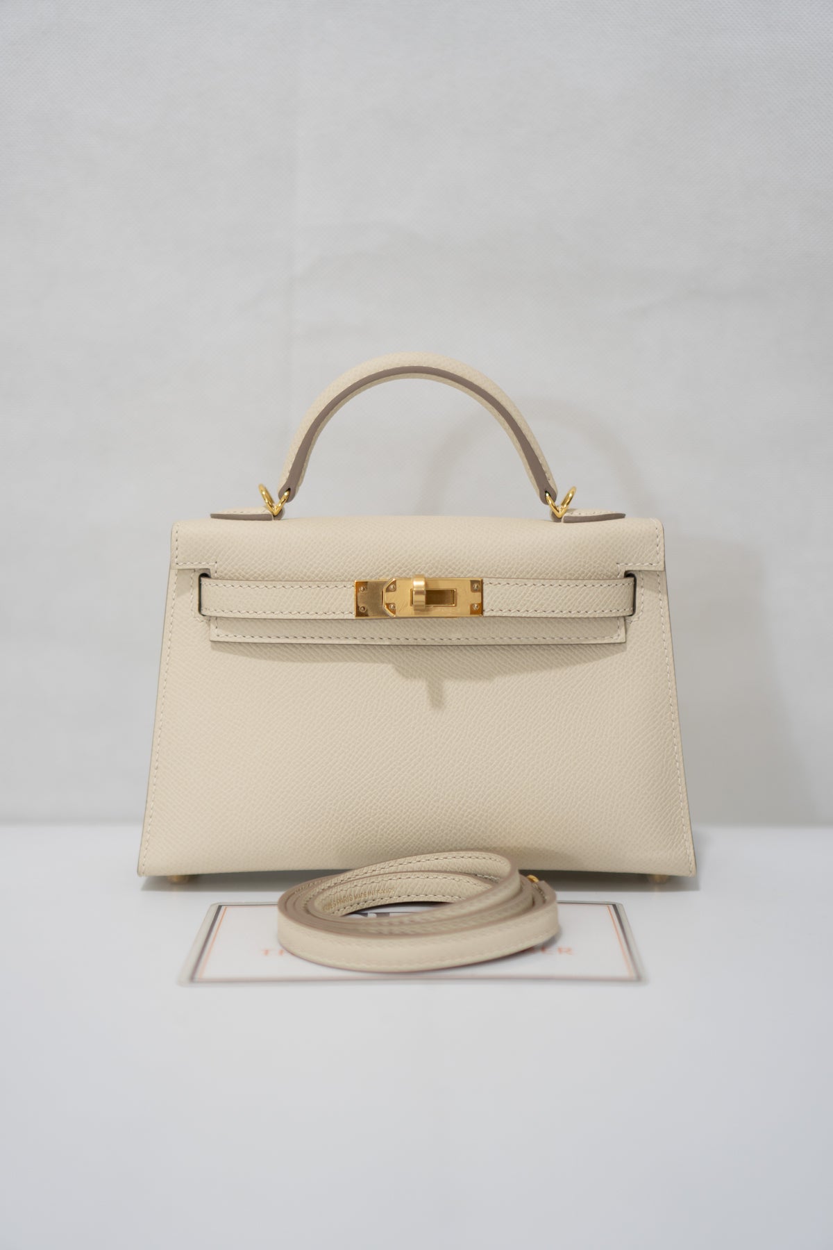 Mini Kelly II Top Handle Bag – Craie Epsom Leather with Gold Hardware