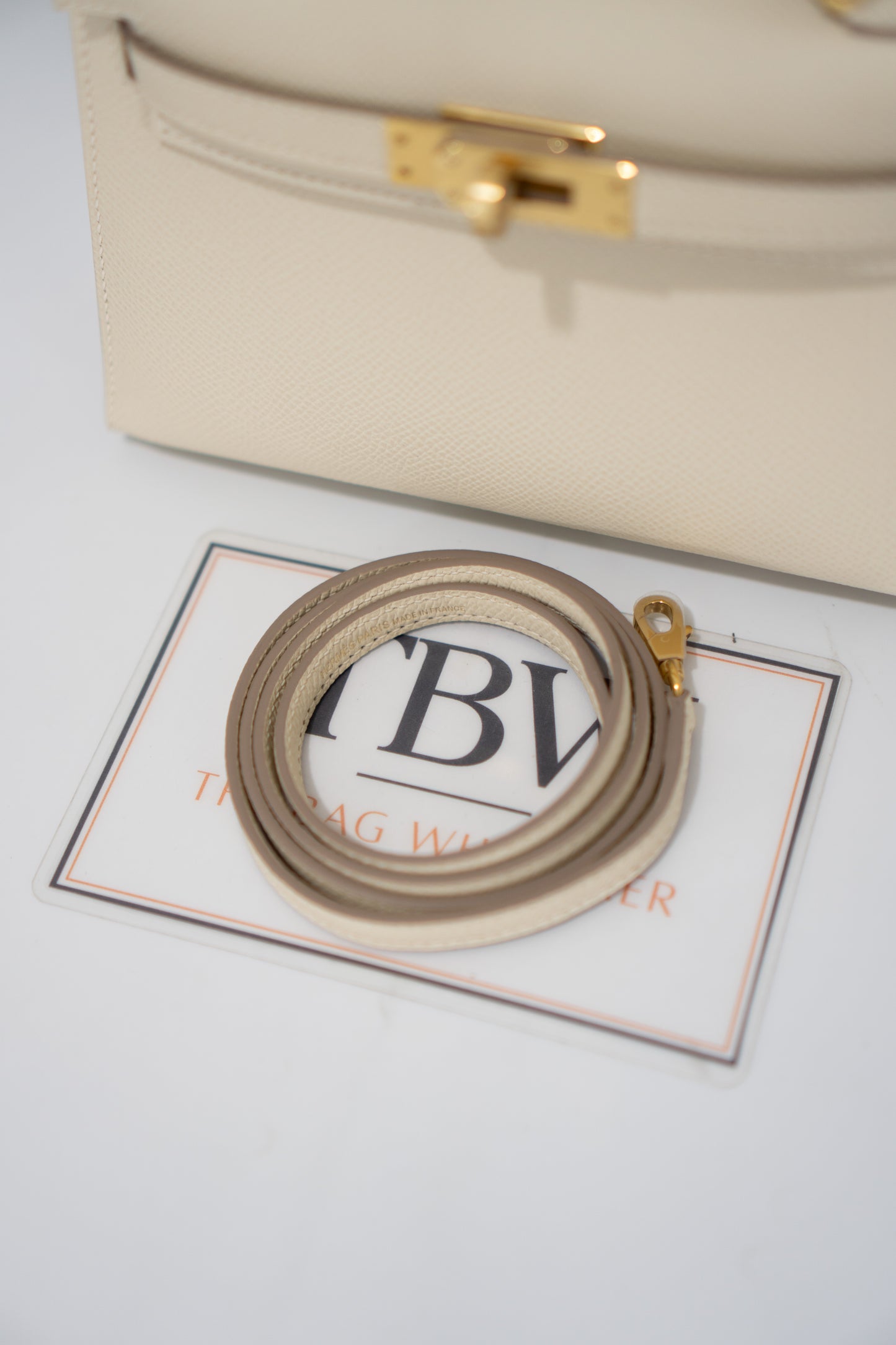 Mini Kelly II Top Handle Bag – Craie Epsom Leather with Gold Hardware