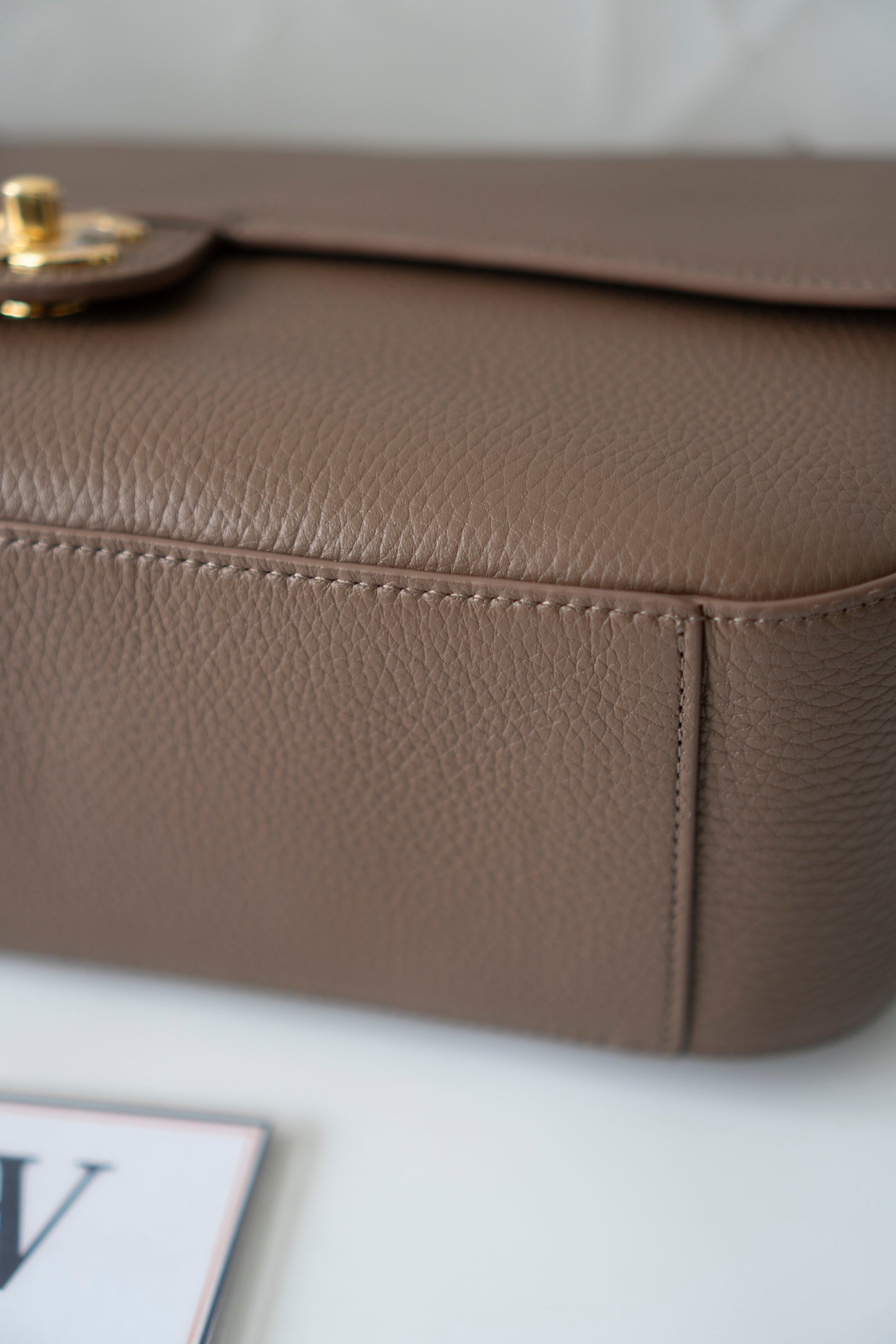 Jumbo 26S Souplissimo Flap Bag – Taupe Light Brown Grained Calfskin with Gold Hardware