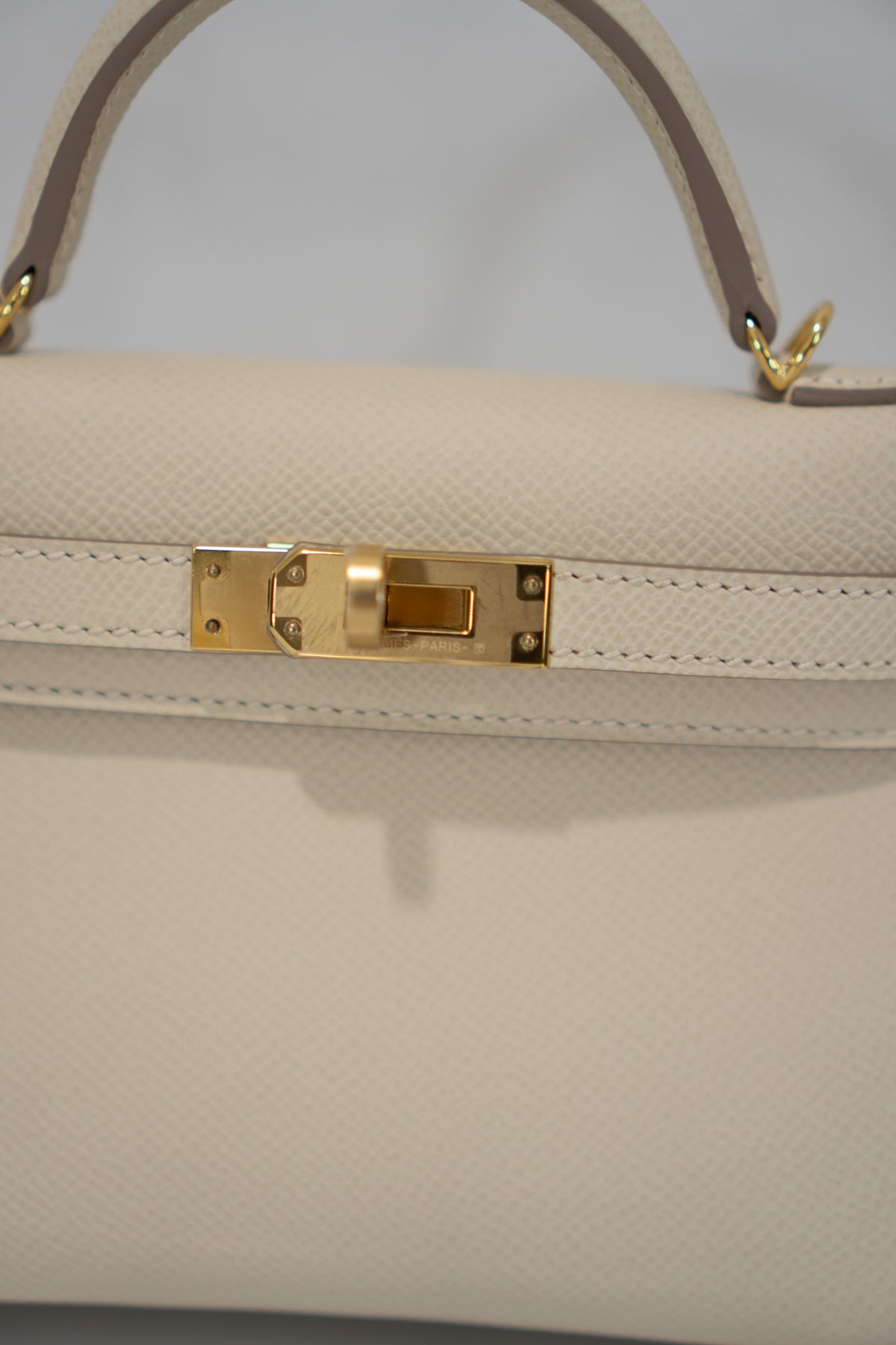 Mini Kelly II Top Handle Bag – Craie Epsom Leather with Gold Hardware