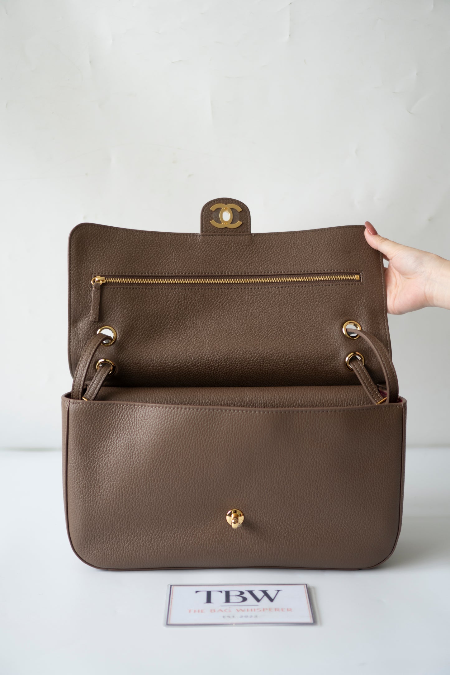Jumbo 26S Souplissimo Flap Bag – Taupe Light Brown Grained Calfskin with Gold Hardware