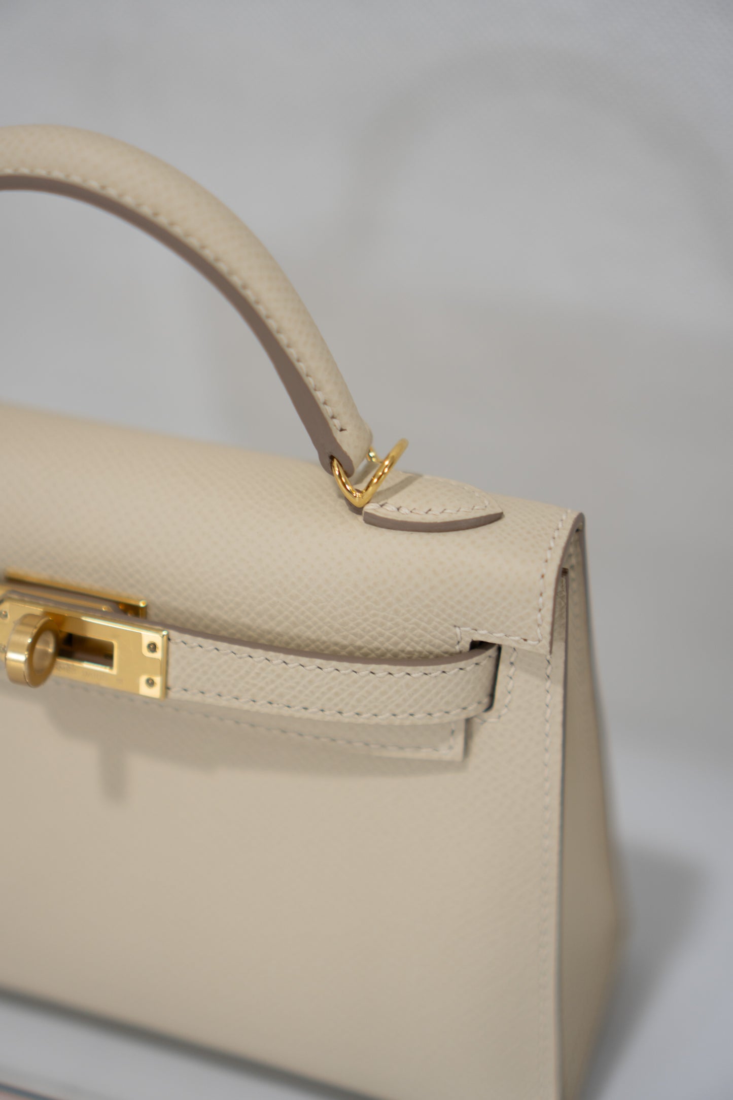 Mini Kelly II Top Handle Bag – Craie Epsom Leather with Gold Hardware