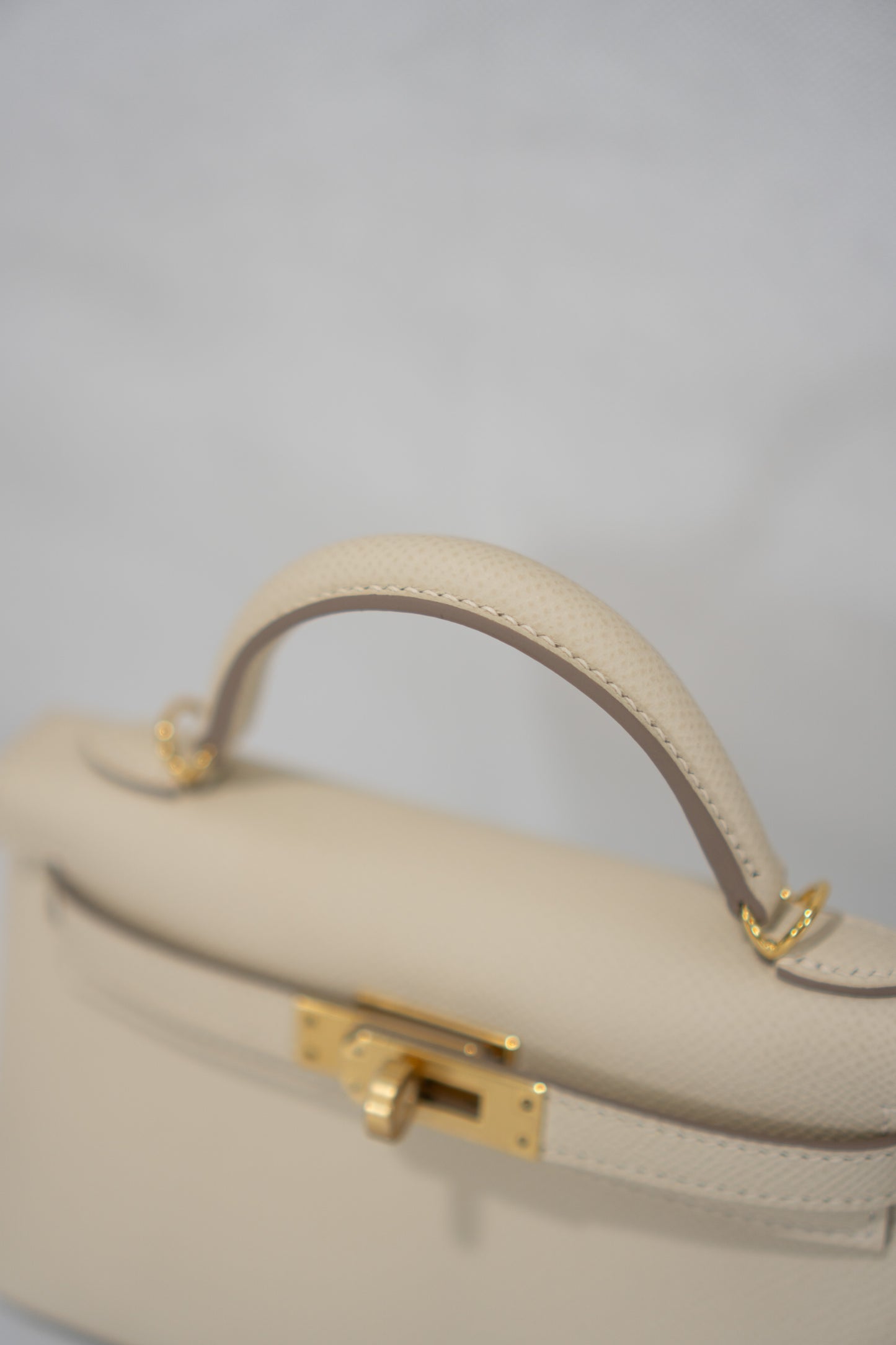 Mini Kelly II Top Handle Bag – Craie Epsom Leather with Gold Hardware