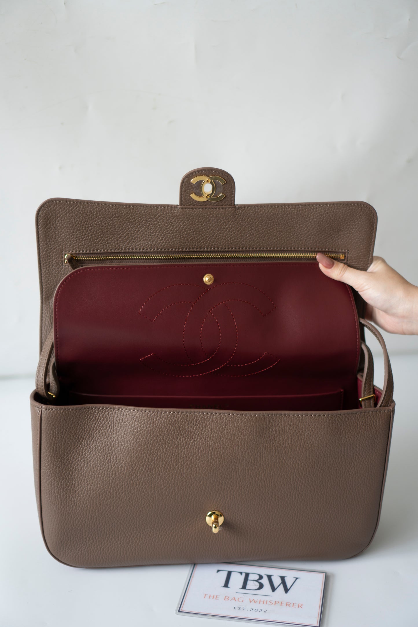 Jumbo 26S Souplissimo Flap Bag – Taupe Light Brown Grained Calfskin with Gold Hardware