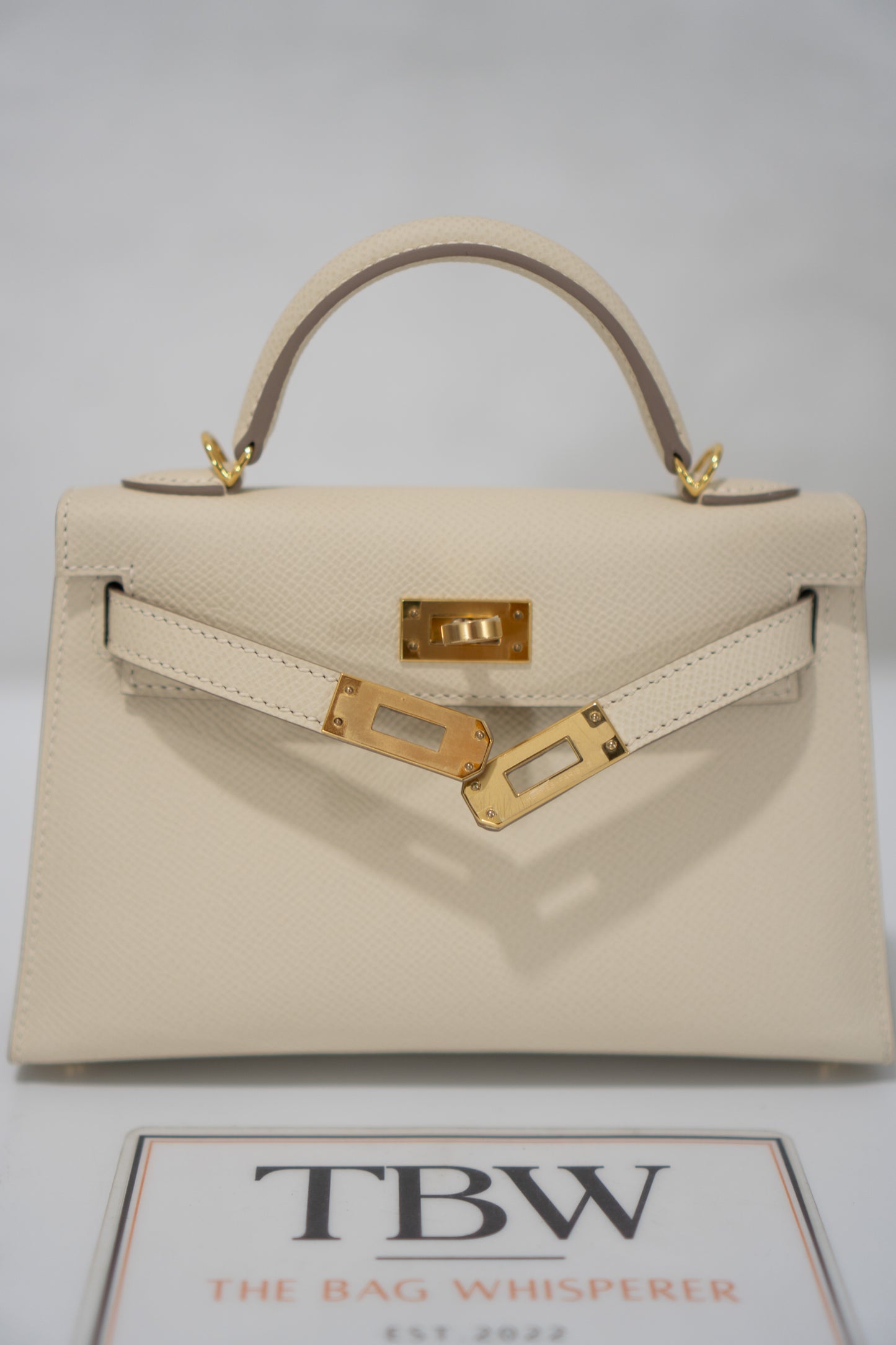 Mini Kelly II Top Handle Bag – Craie Epsom Leather with Gold Hardware