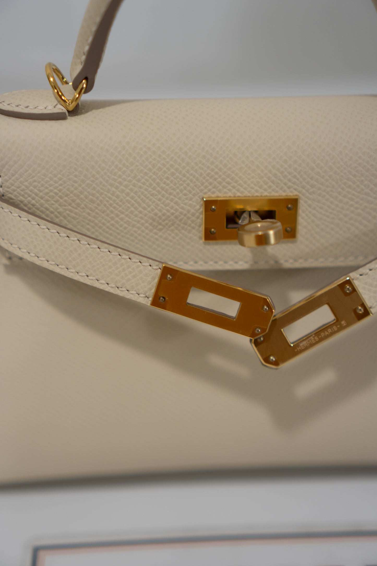 Mini Kelly II Top Handle Bag – Craie Epsom Leather with Gold Hardware