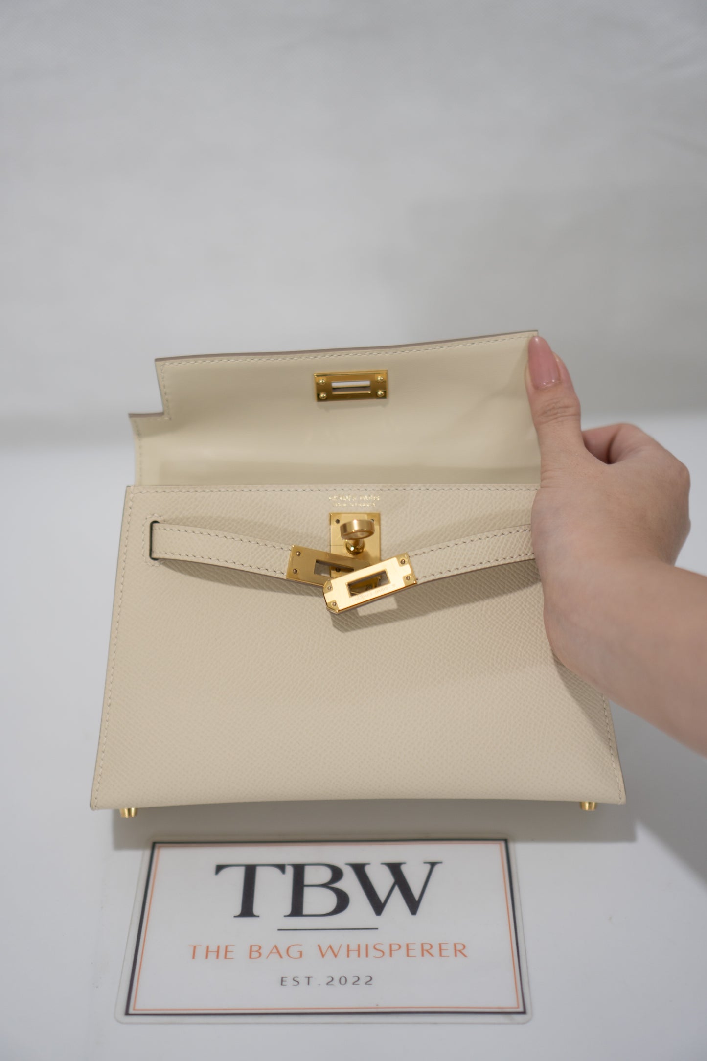 Mini Kelly II Top Handle Bag – Craie Epsom Leather with Gold Hardware