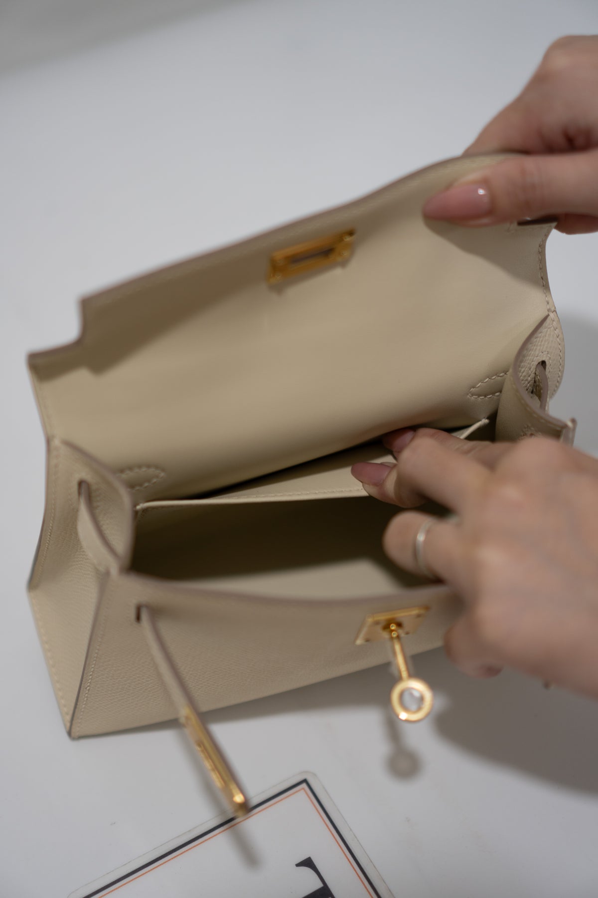 Mini Kelly II Top Handle Bag – Craie Epsom Leather with Gold Hardware