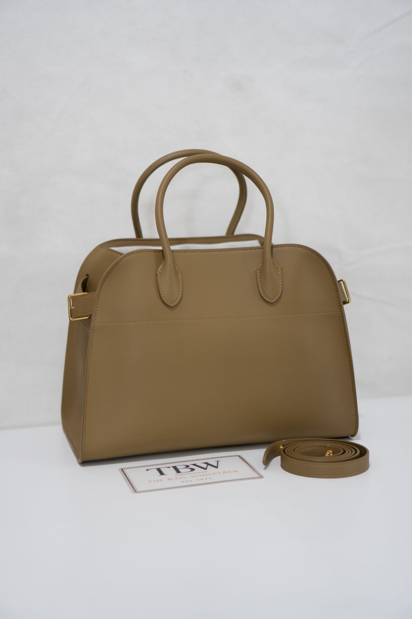 Margaux 12 Bag – Dark Beige Smooth Calfskin Leather with Gold Hardware