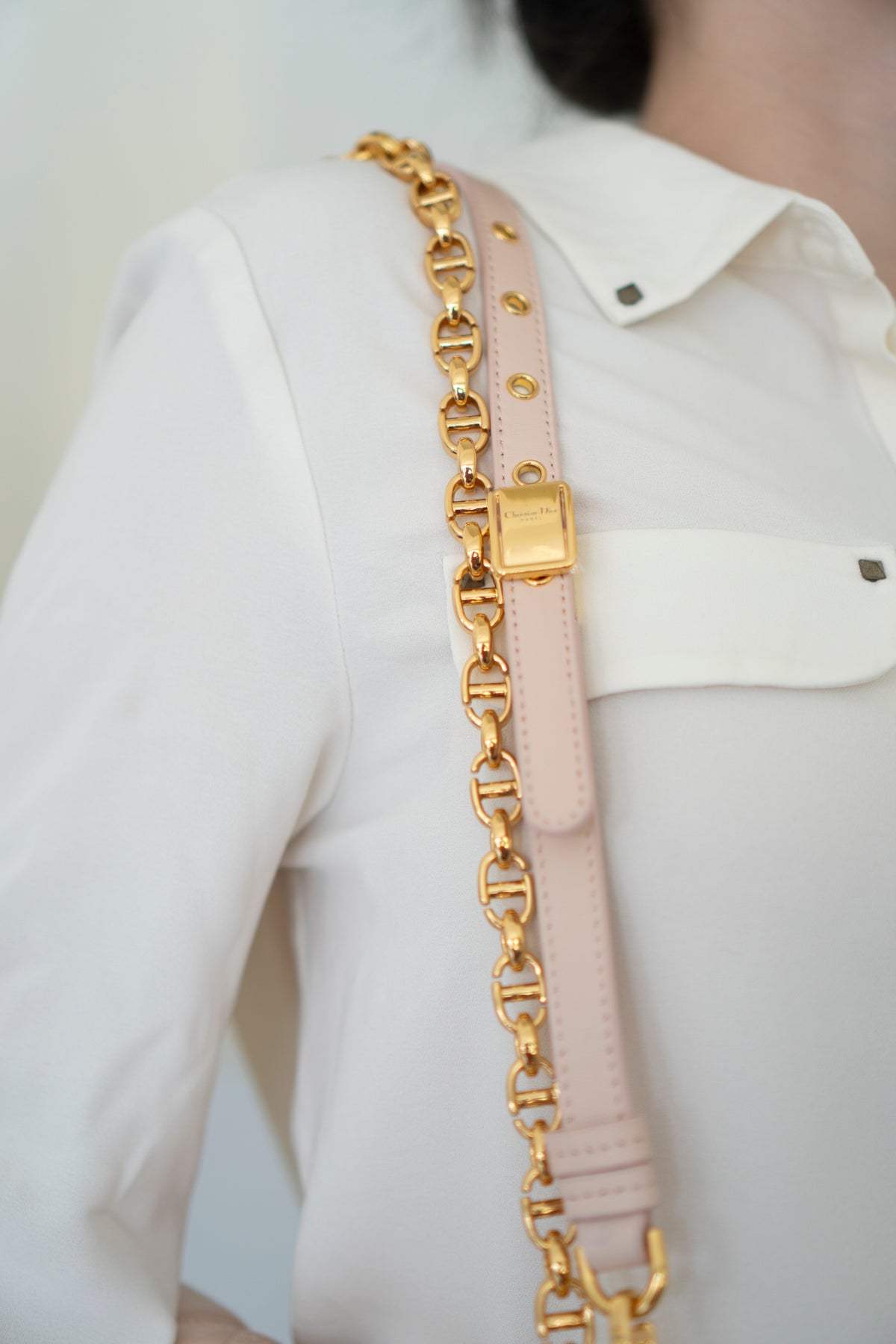 Caro Medium – Powder Beige Lambskin with Gold Hardware