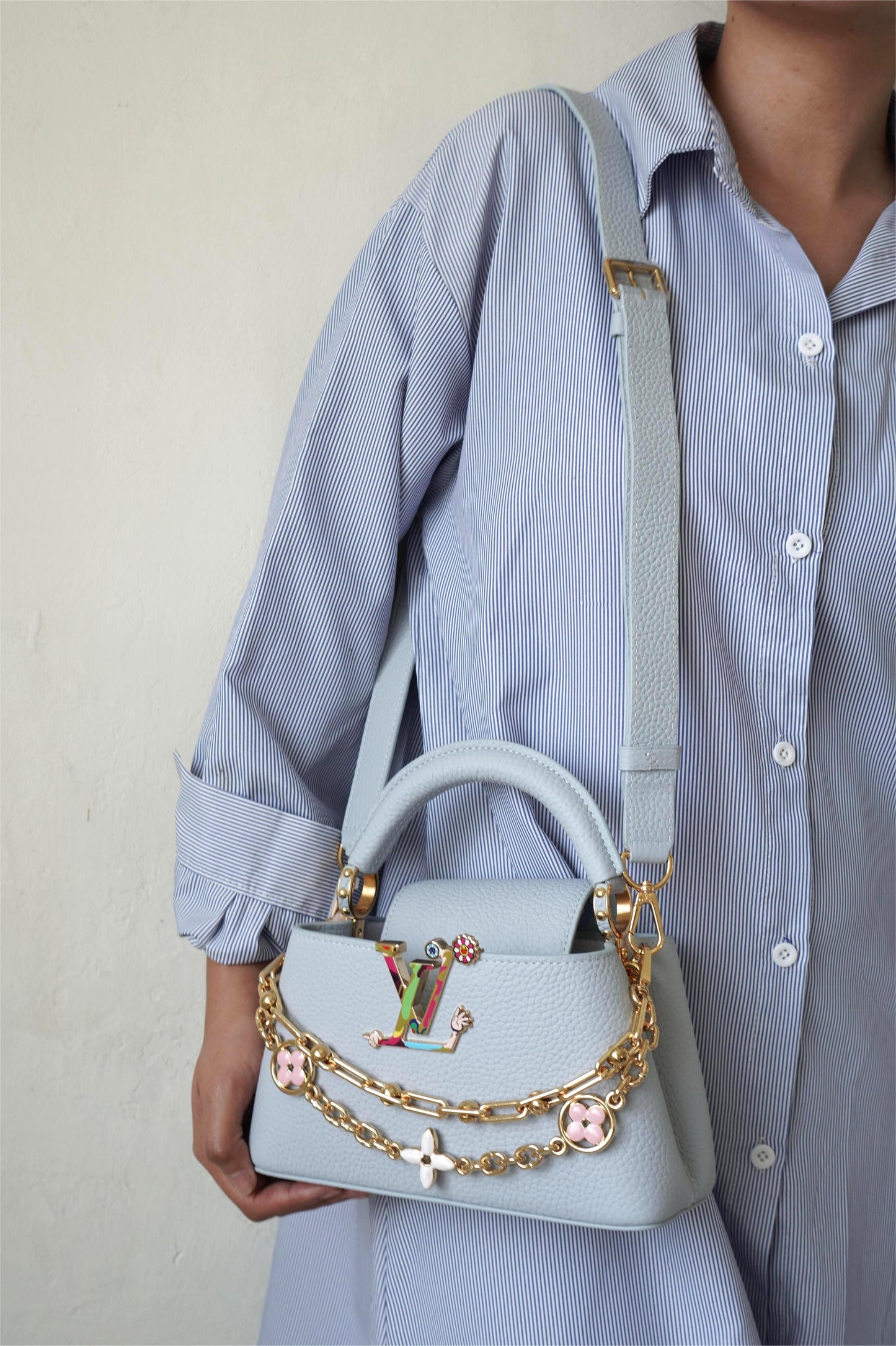 Capucines Mini East West in Baby Blue