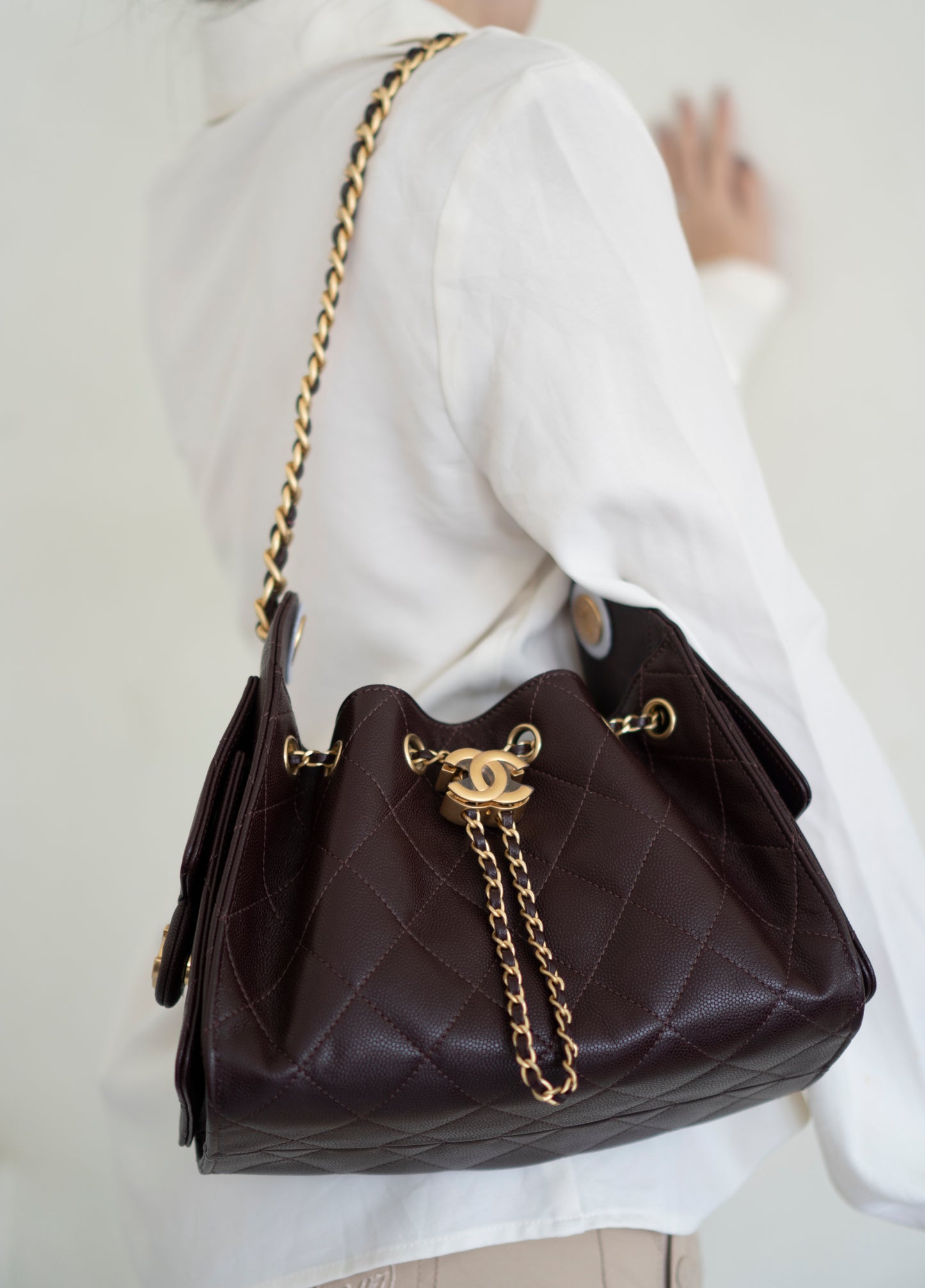 C25 Mini – Dark Brown Quilted Caviar Leather with Gold Hardware