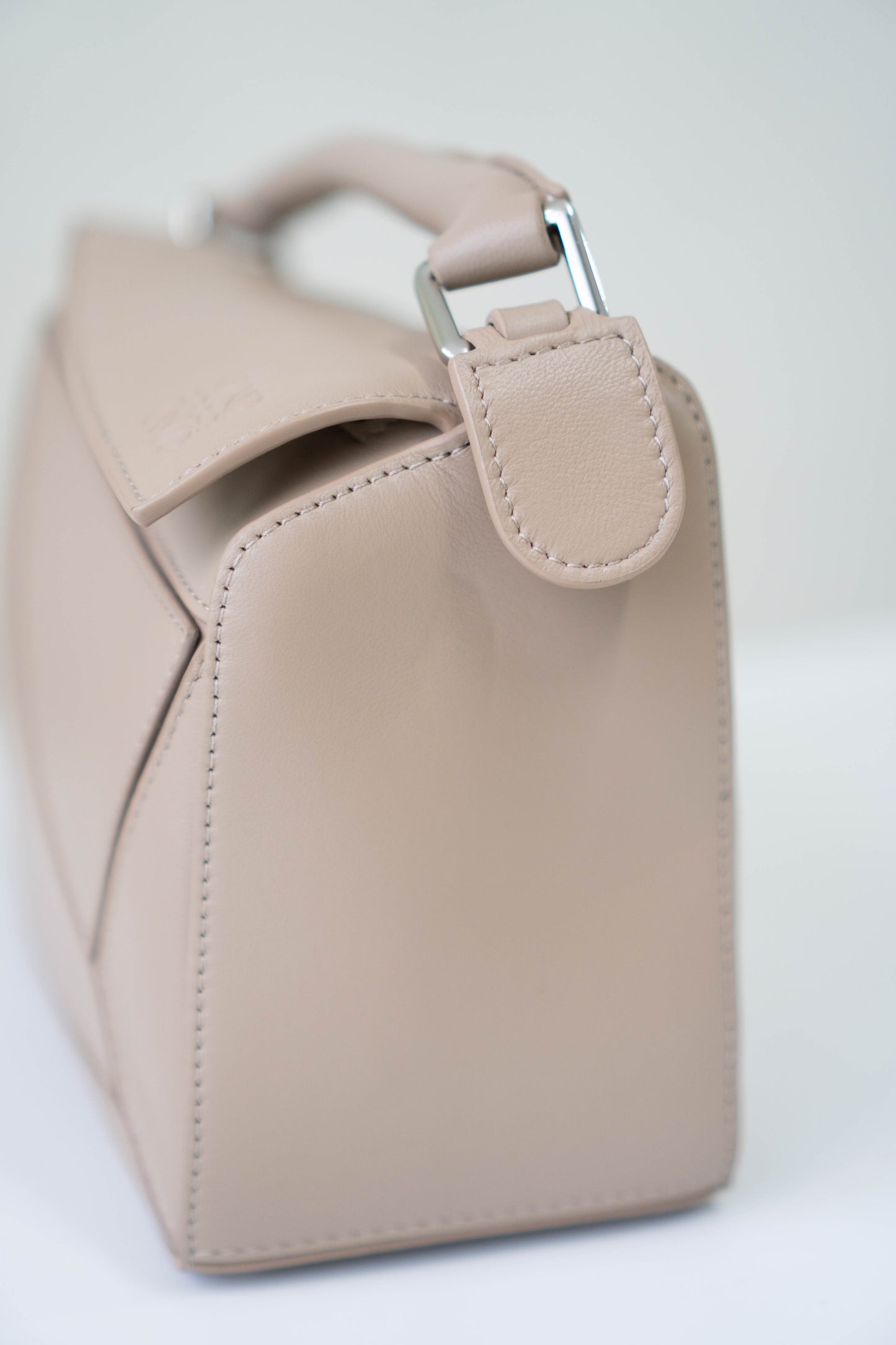Puzzle Featherlight in Sand/Clay Beige Soft Grained Calfskin with Silver Hardware