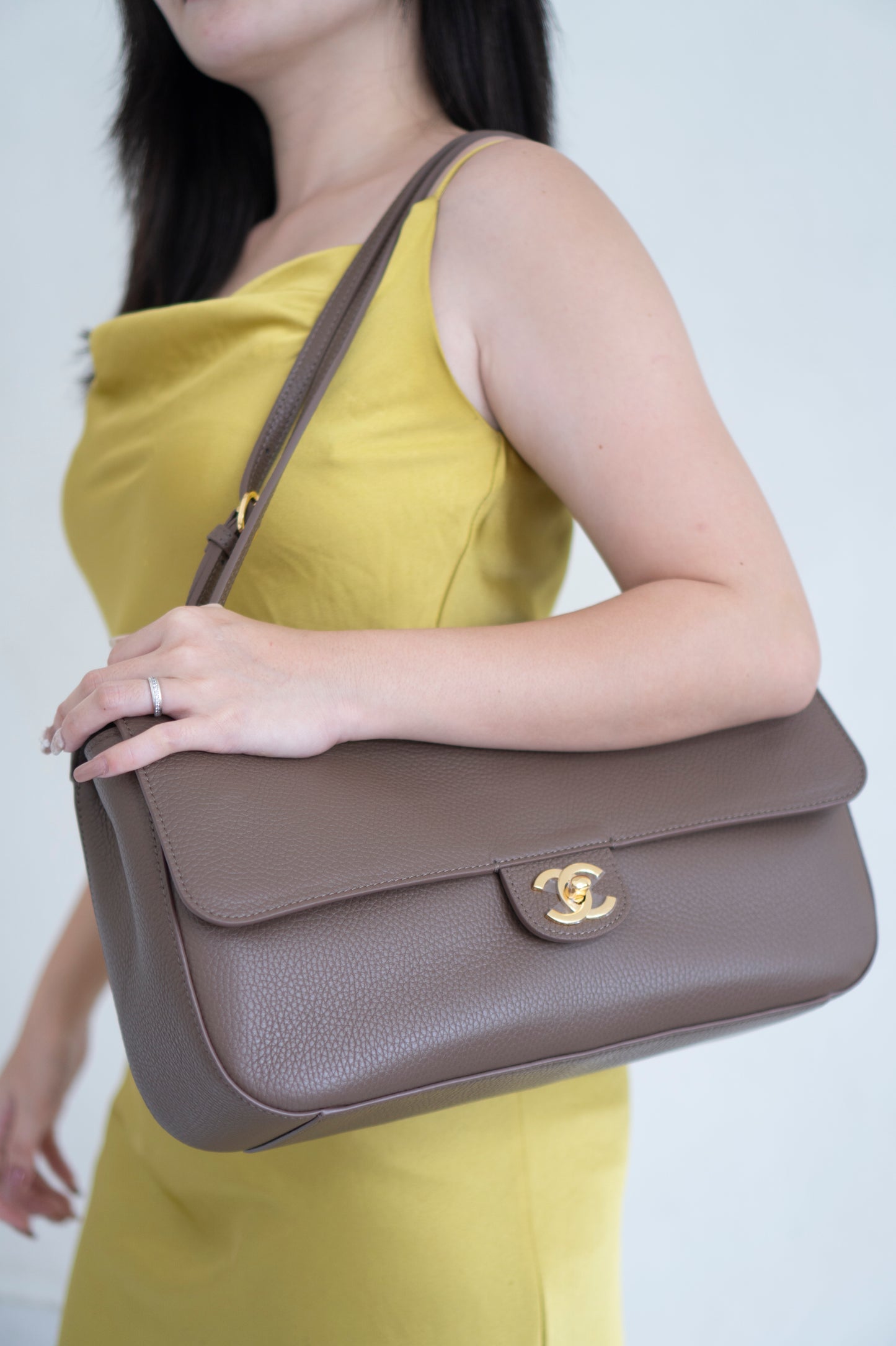 Jumbo 26S Souplissimo Flap Bag – Taupe Light Brown Grained Calfskin with Gold Hardware