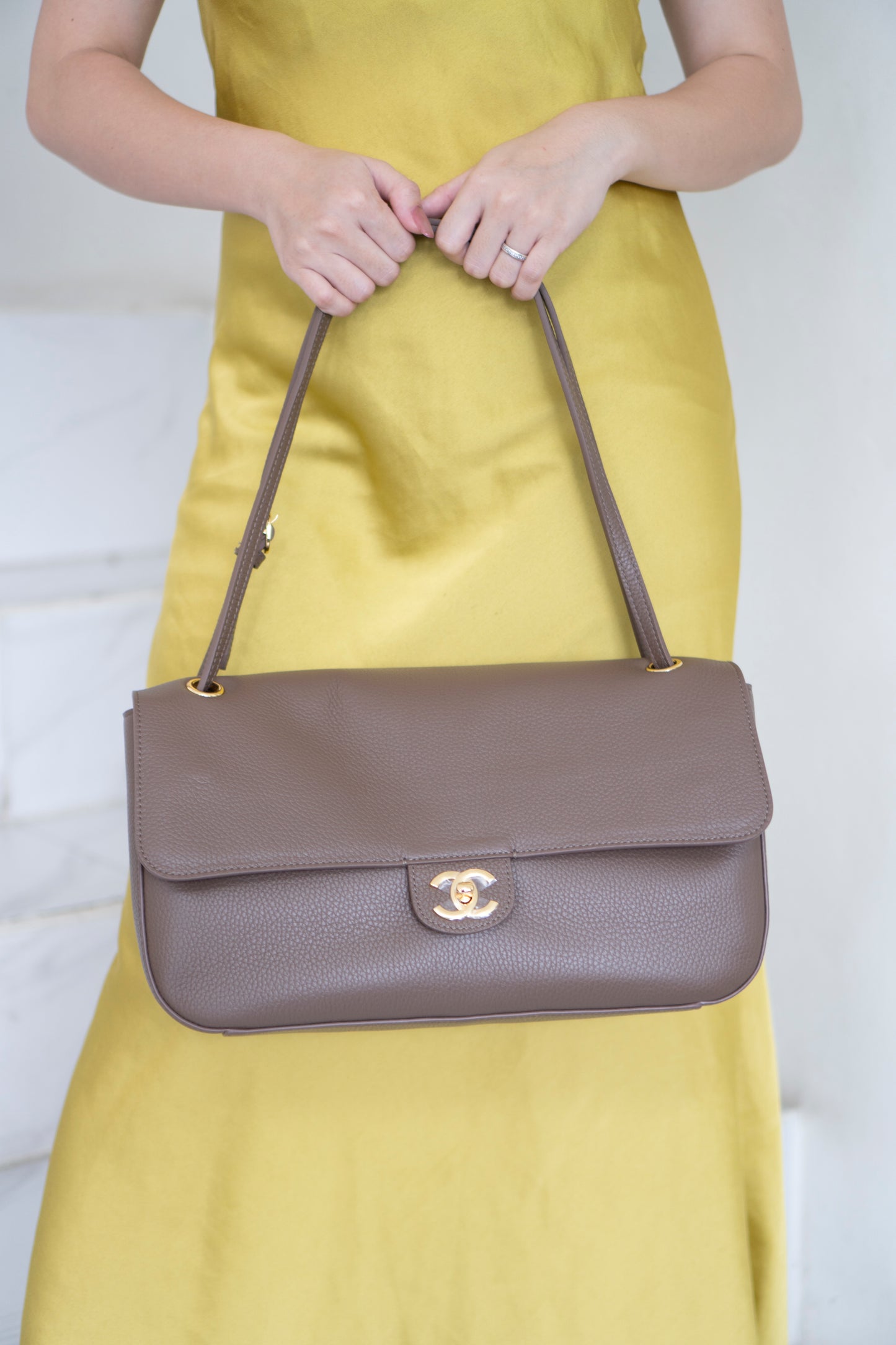 Jumbo 26S Souplissimo Flap Bag – Taupe Light Brown Grained Calfskin with Gold Hardware
