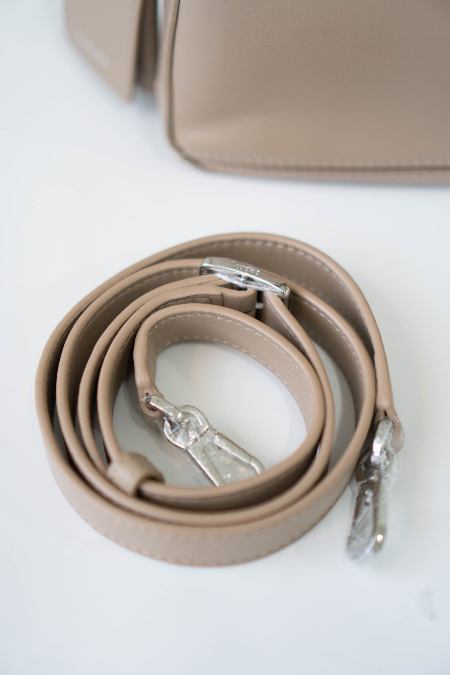 Puzzle Featherlight in Sand/Clay Beige Soft Grained Calfskin with Silver Hardware