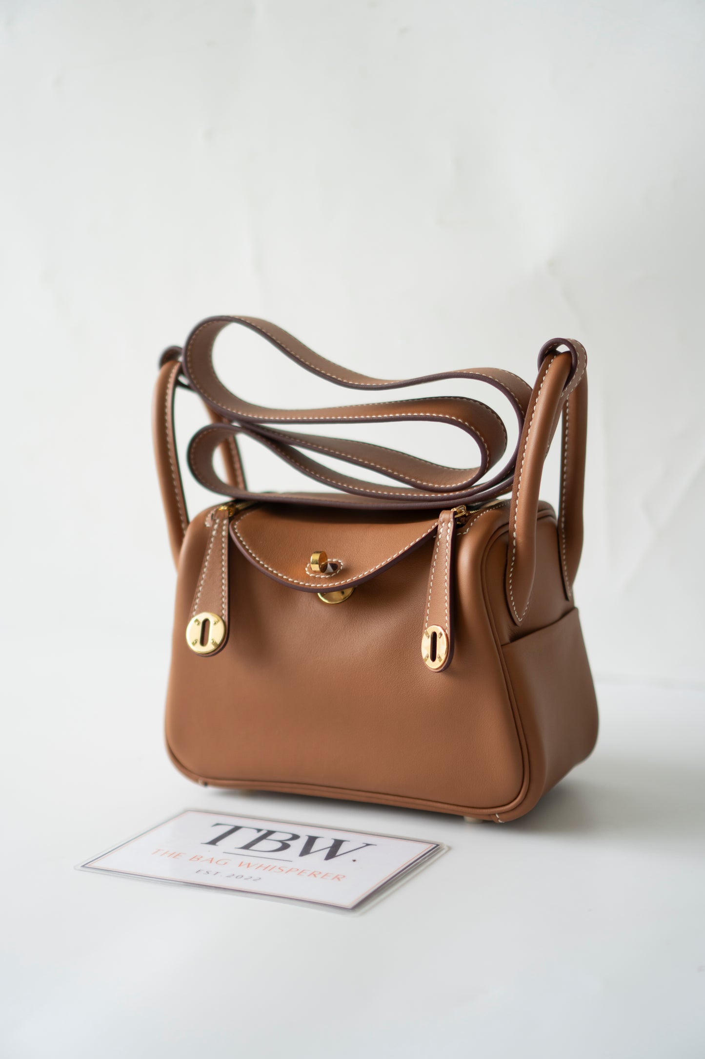 Mini Lindy in Gold Swift Leather with Gold Hardware