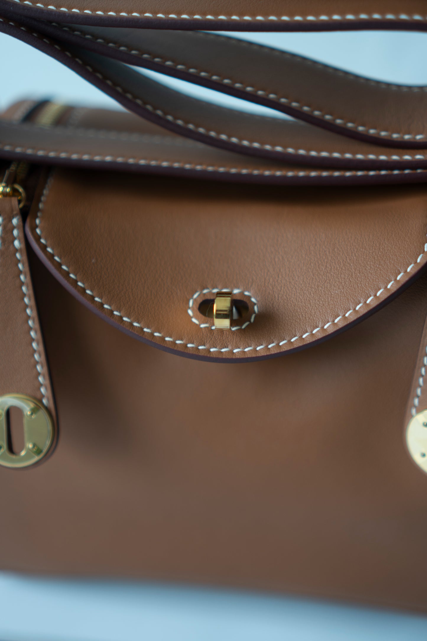 Mini Lindy in Gold Swift Leather with Gold Hardware