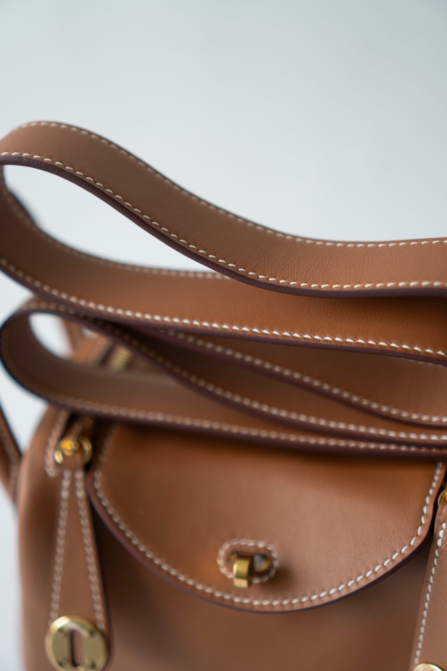Mini Lindy in Gold Swift Leather with Gold Hardware